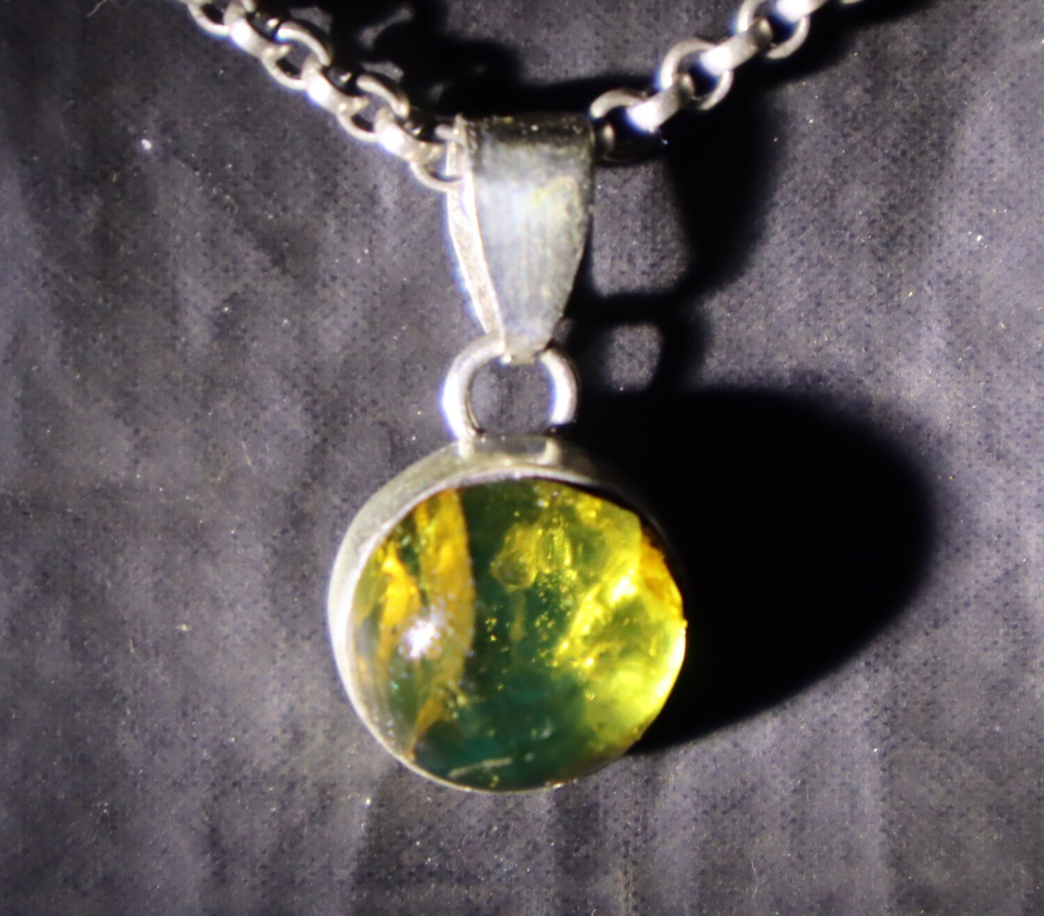 Lovely Natural Clear Smoky Green Amber .925 Sterling Silver Pendant 23mm – photo 7