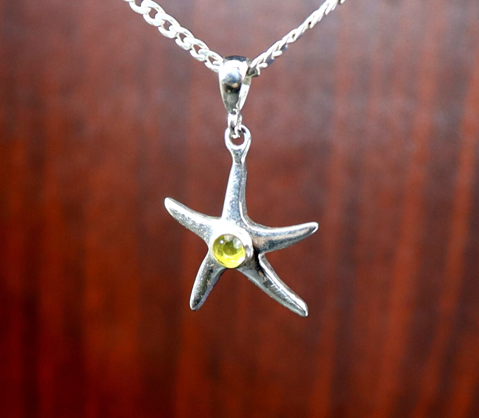 Lovely Natural Clear Yellow Green Amber .925 Sterling Silver Sea Star Pendant 38 – photo 5