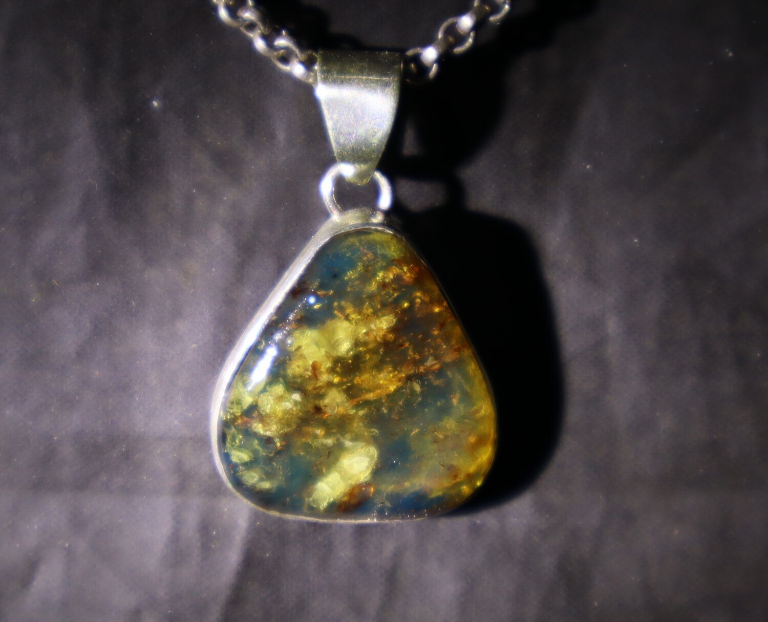 Impressive Natural Translucent Ocean Blue Amber 925 Sterling Silver Pendant 32mm – photo 11