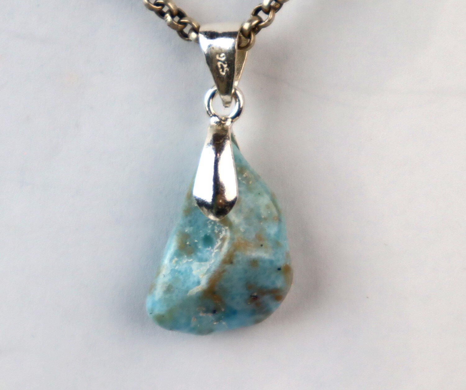 Genuine Dominican Blue Larimar Unique 925 Sterling Silver Pendant 1.3 Inch 3.5g – photo 4