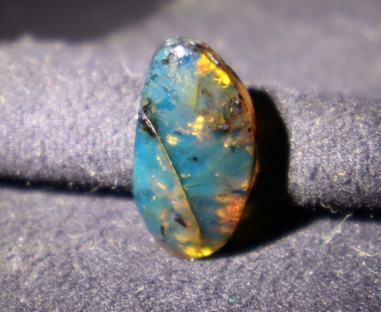 Lovely Natural Dominic. Translucent Deep Blue Amber Polished Cabochon Stone 17mm – photo 9