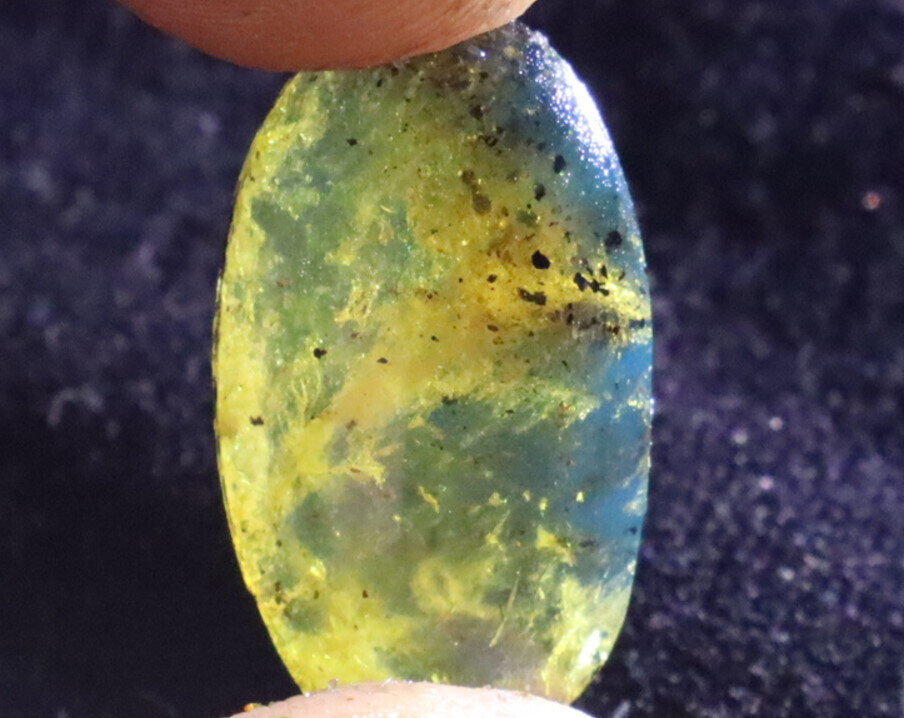 Natural Dominican Yellow Blue Amber Polished Oval Stone Cabochon 22mm – photo 7