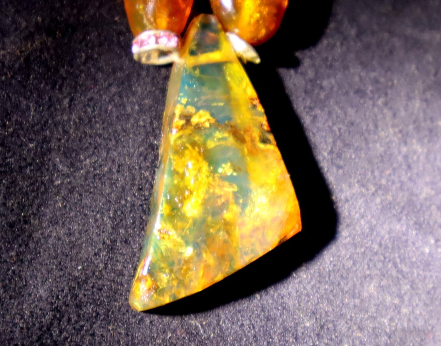 Magnificent Natural Clear Ocean Blue Amber .925 Sterling Silver Necklace 21inch – photo 6