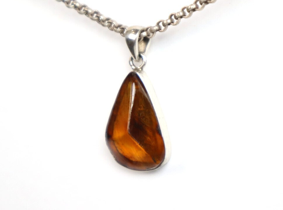 Beautiful Natural Clear Yellow Amber .925 Sterling Silver Pendant 30mm – photo 6