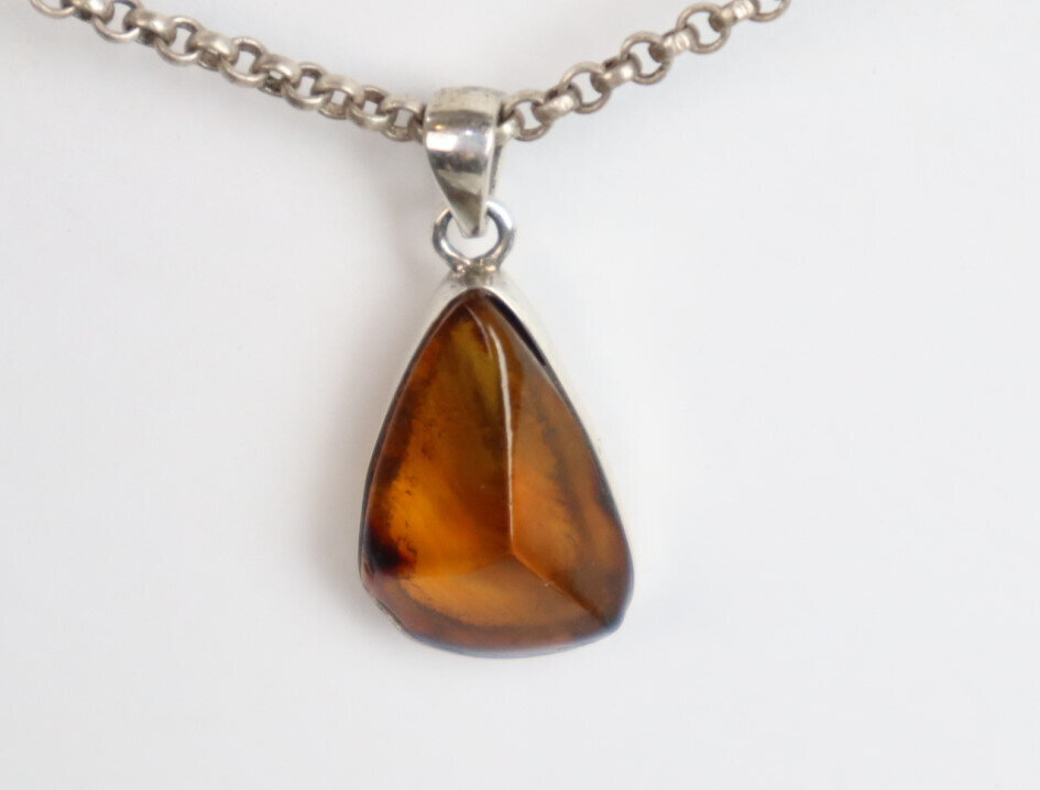 Beautiful Natural Clear Yellow Amber .925 Sterling Silver Pendant 30mm – photo 7