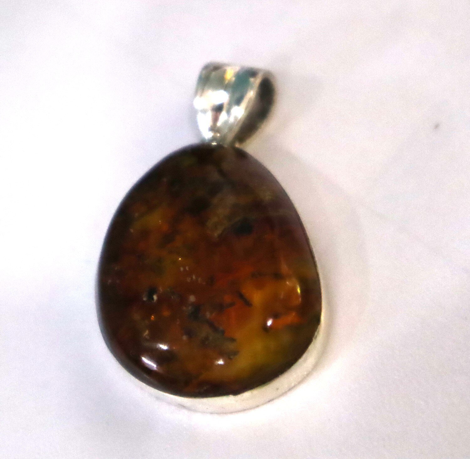 Rare Quality Golden Orange Amber 925 Sterling Silver Freeform Pendant 42mm – photo 7