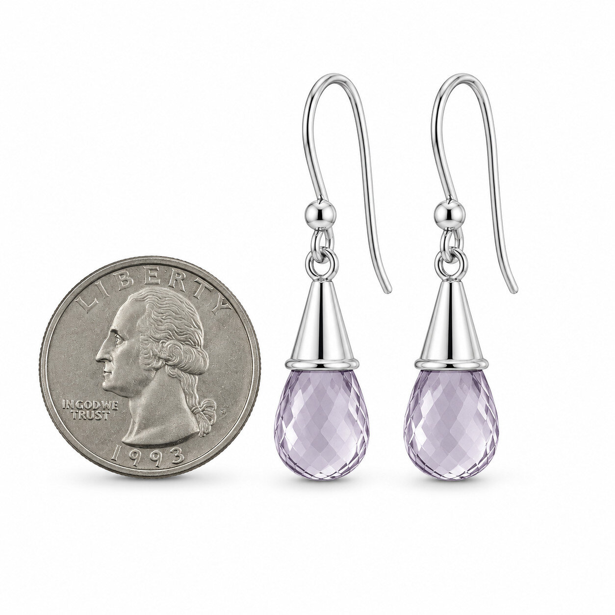 Polished Statement Clear Rock Crystal Quartz 925 Sterling Silver Earrings 35mm – photo 3