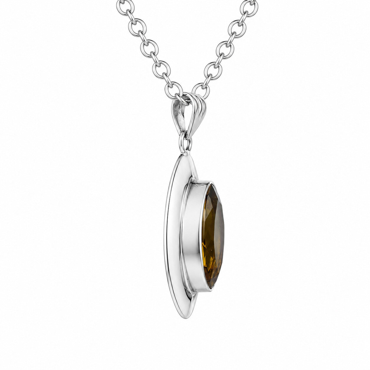 Artisan Polished Brown Yellow Citrine 925 Sterling Silver Marquise Pendant 45mm – photo 3