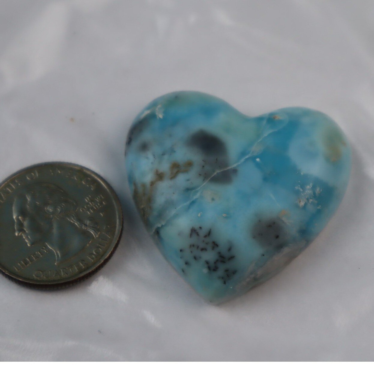 Biggest 38mm Beautiful Ocean Blue Larimar Heart Cabochon – photo 5