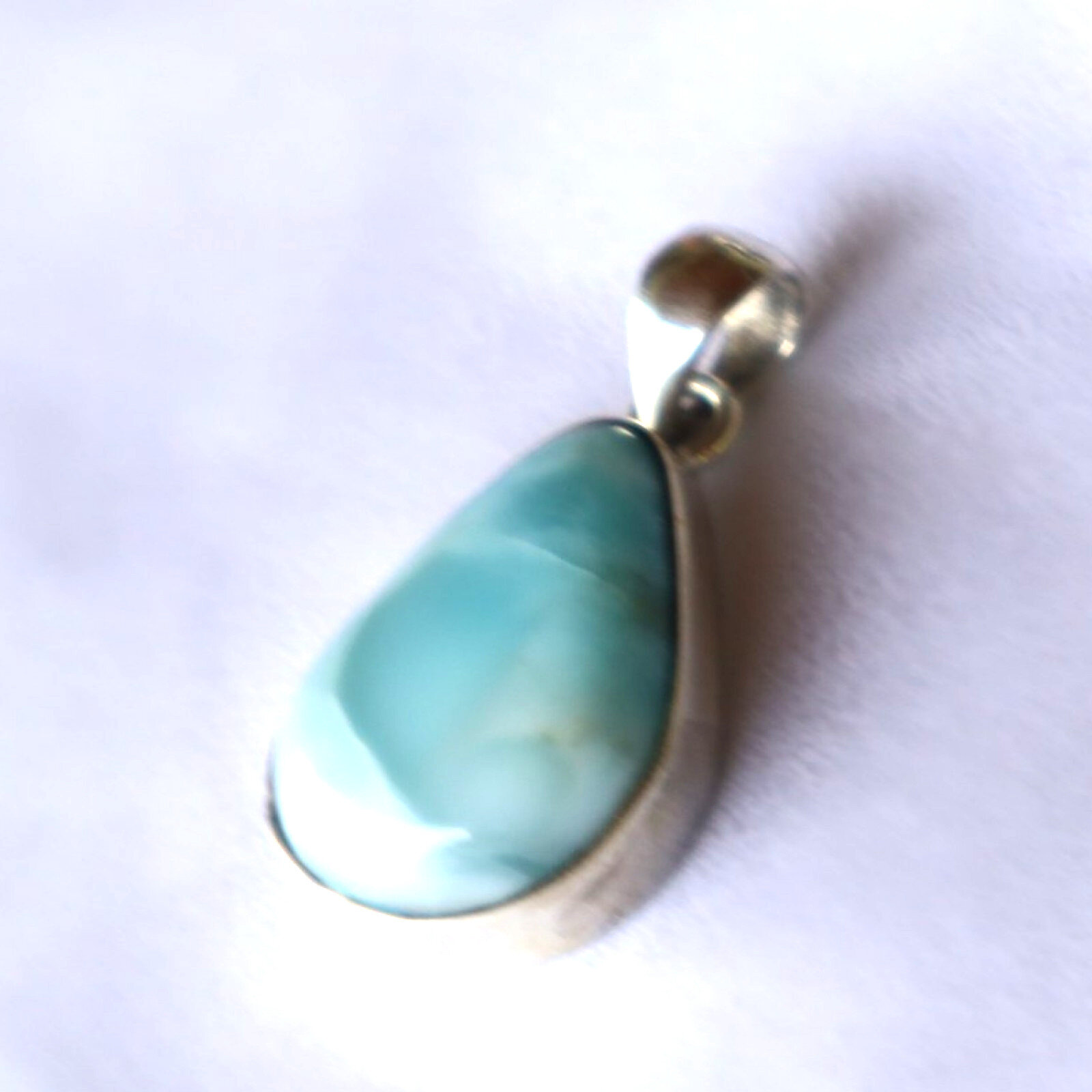 Studio Made Sky Blue Larimar 925 Sterling Silver Teardrop Pendant 30mm – photo 9