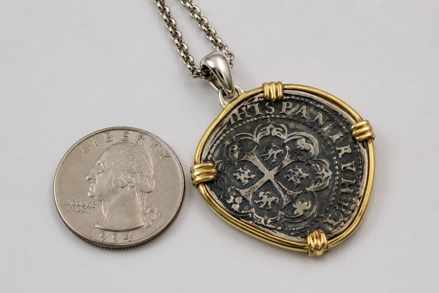 Colonial Pirate Cob Coin Pendant – Atocha Style 925 solid Sterling Silver 52mm – photo 6