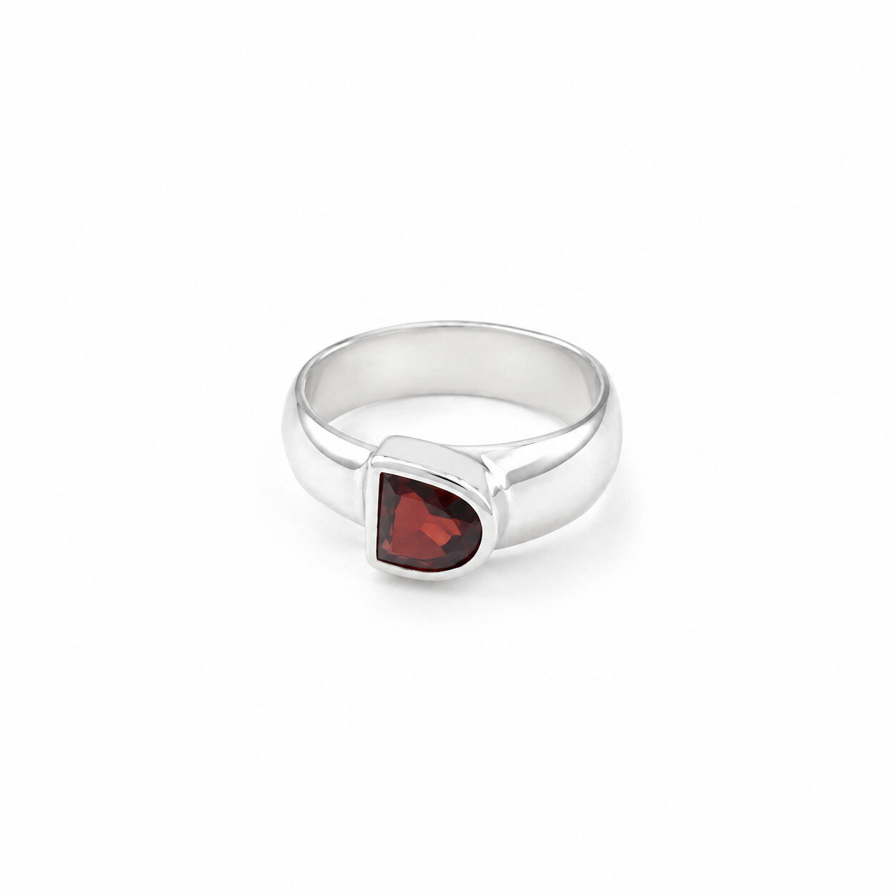 Authentic Beautiful Red Garnet 925 Sterling Silver Cushion Ring US#5 1/2 – photo 3
