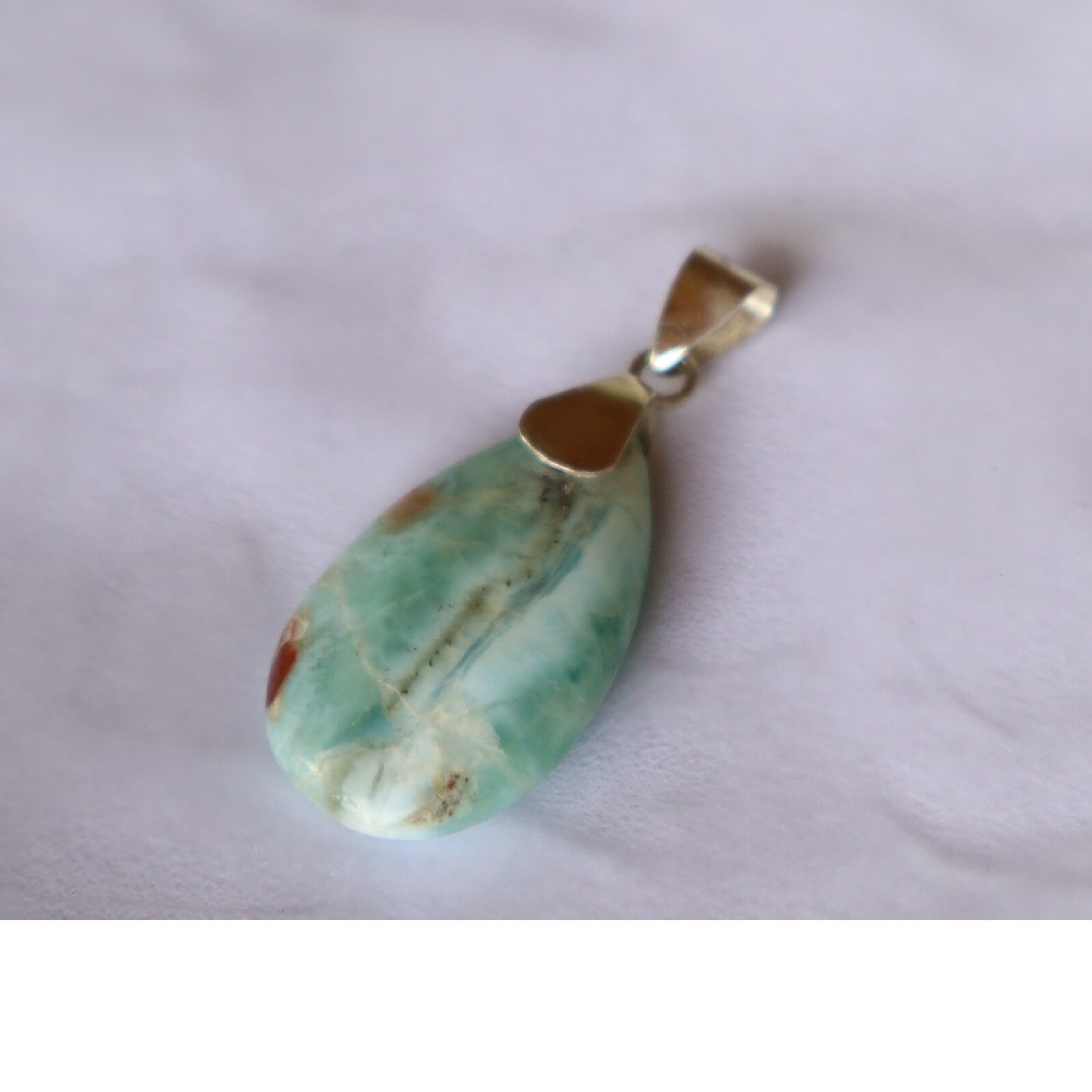 Timeless Island Style Ocean Blue Larimar Sterling Silver Teardrop Pendant 49mm – photo 8