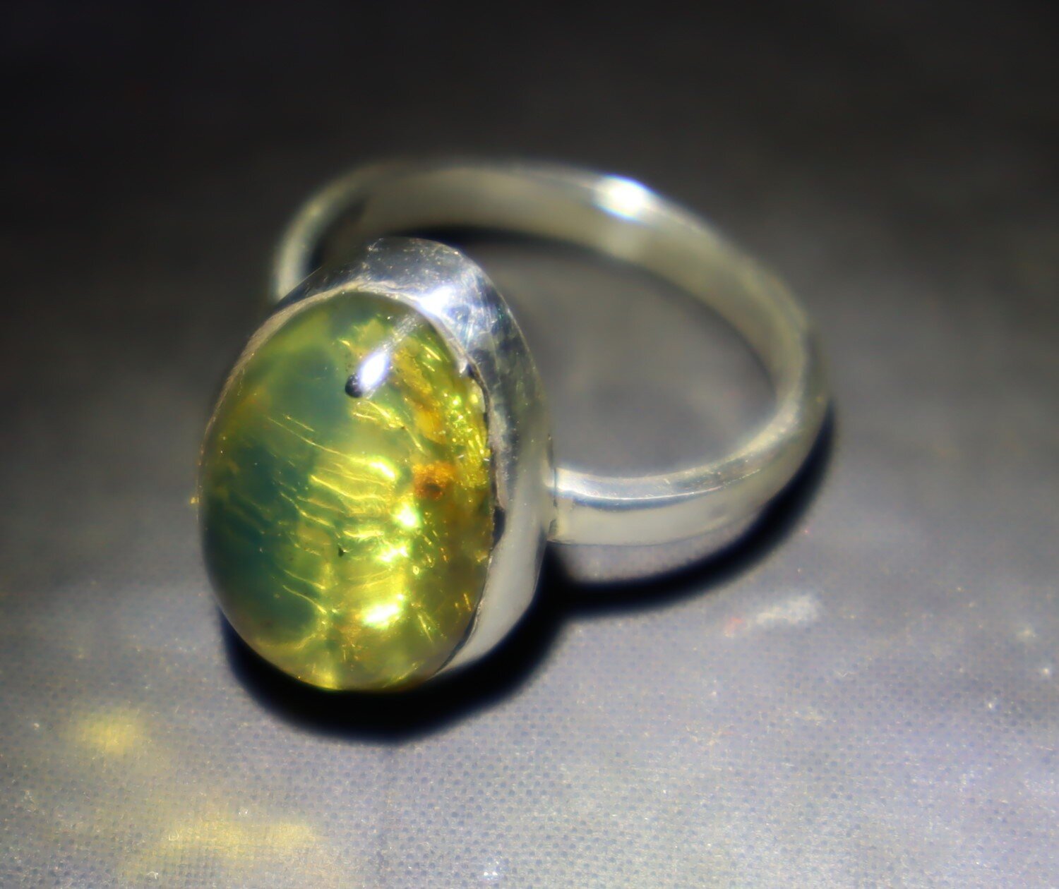 Beautiful Natural Clear Light Green Amber 925 Sterling Silver Ring free resizing – photo 6