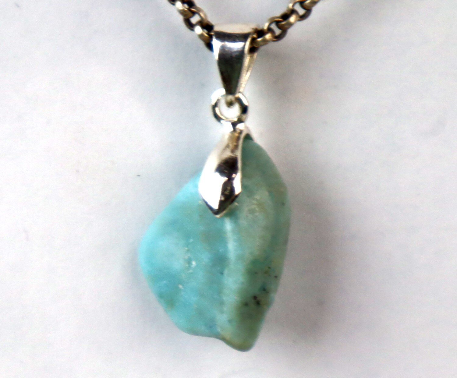 Beautiful Natural Sky Blue Larimar .925 Sterling Silver Pendant 32mm – photo 5