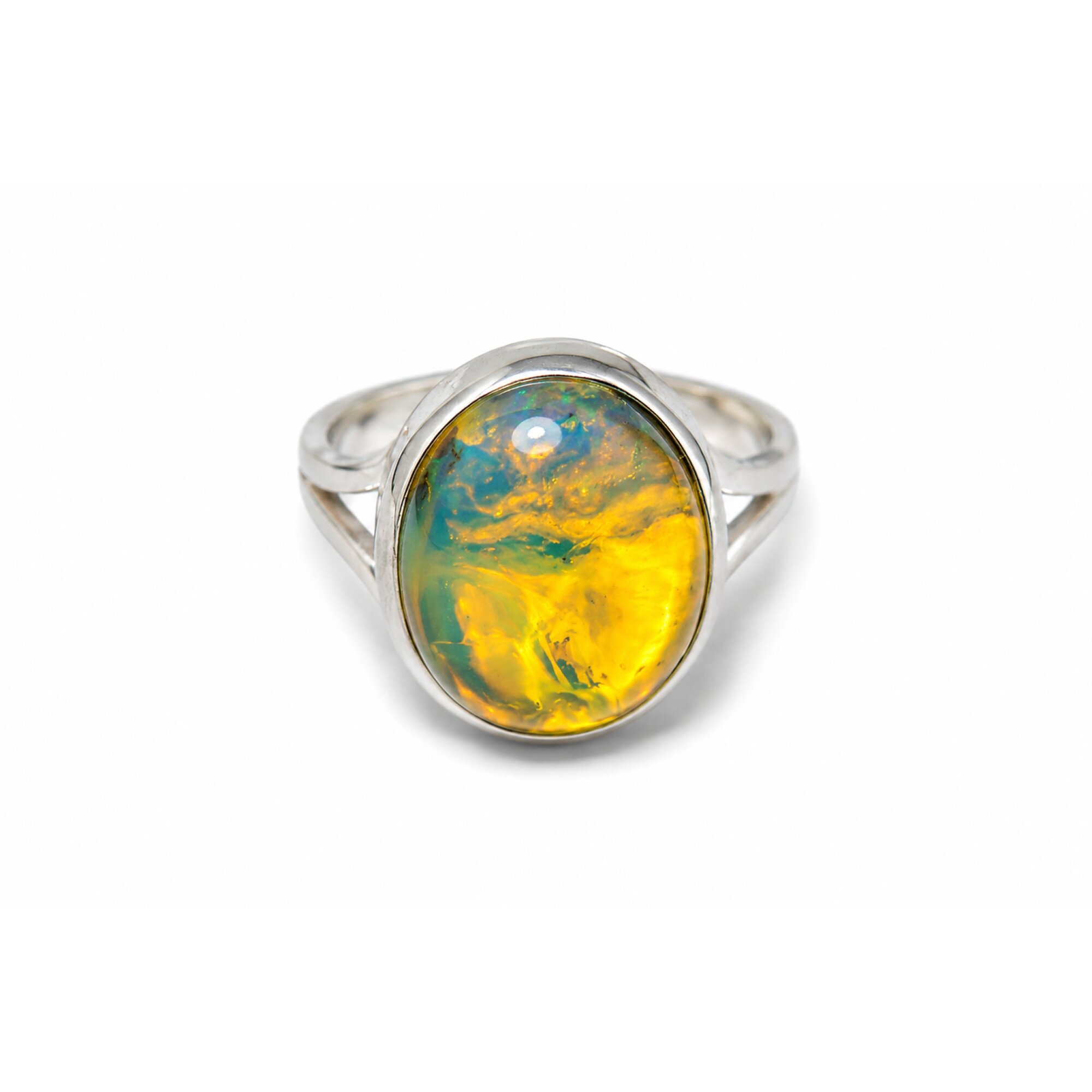 Luxurious Sky Blue Dominican Amber 925 Sterling Silver Clear Oval Ring #7.25 – photo 2