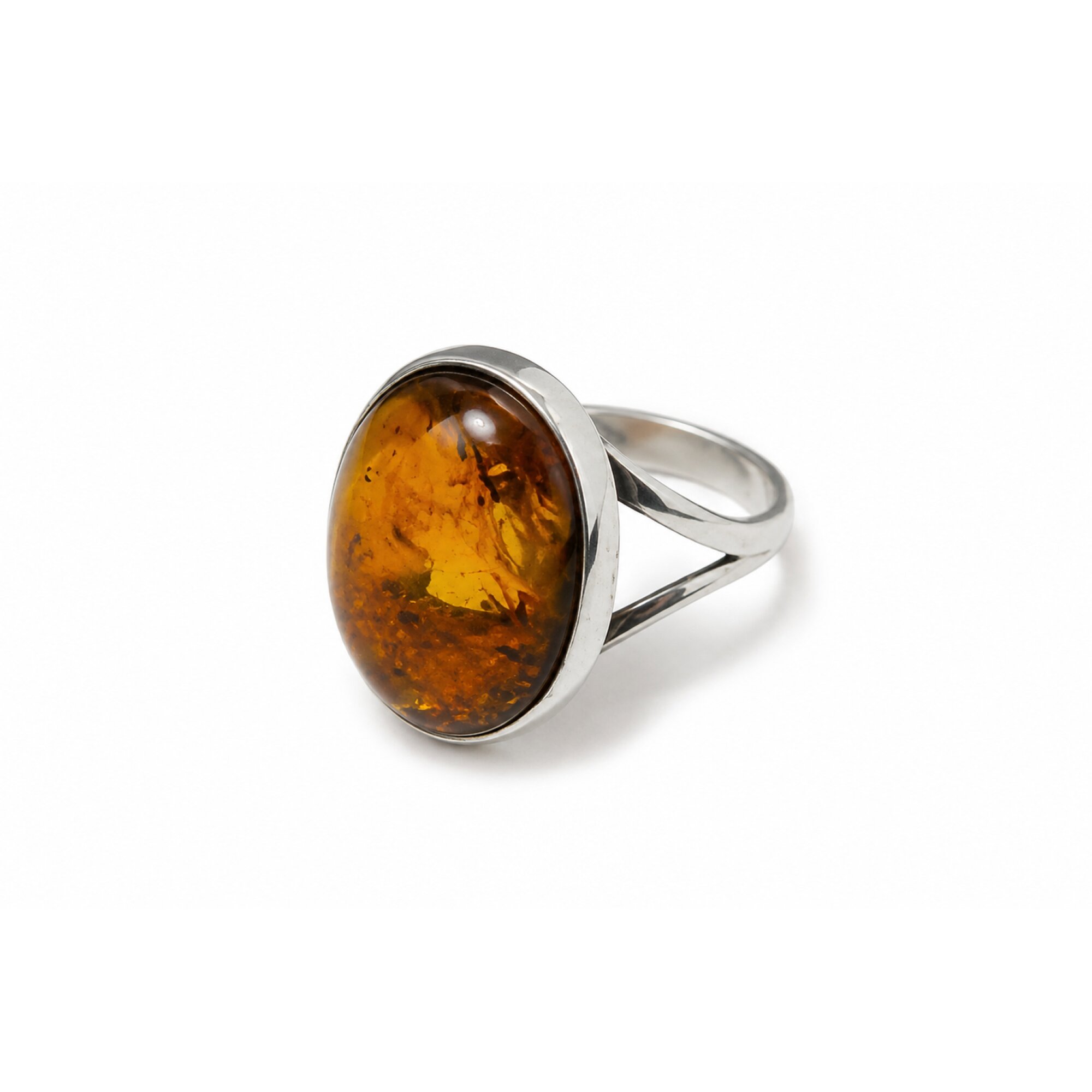 Luxurious Sky Blue Dominican Amber 925 Sterling Silver Clear Oval Ring #7.25 – photo 3