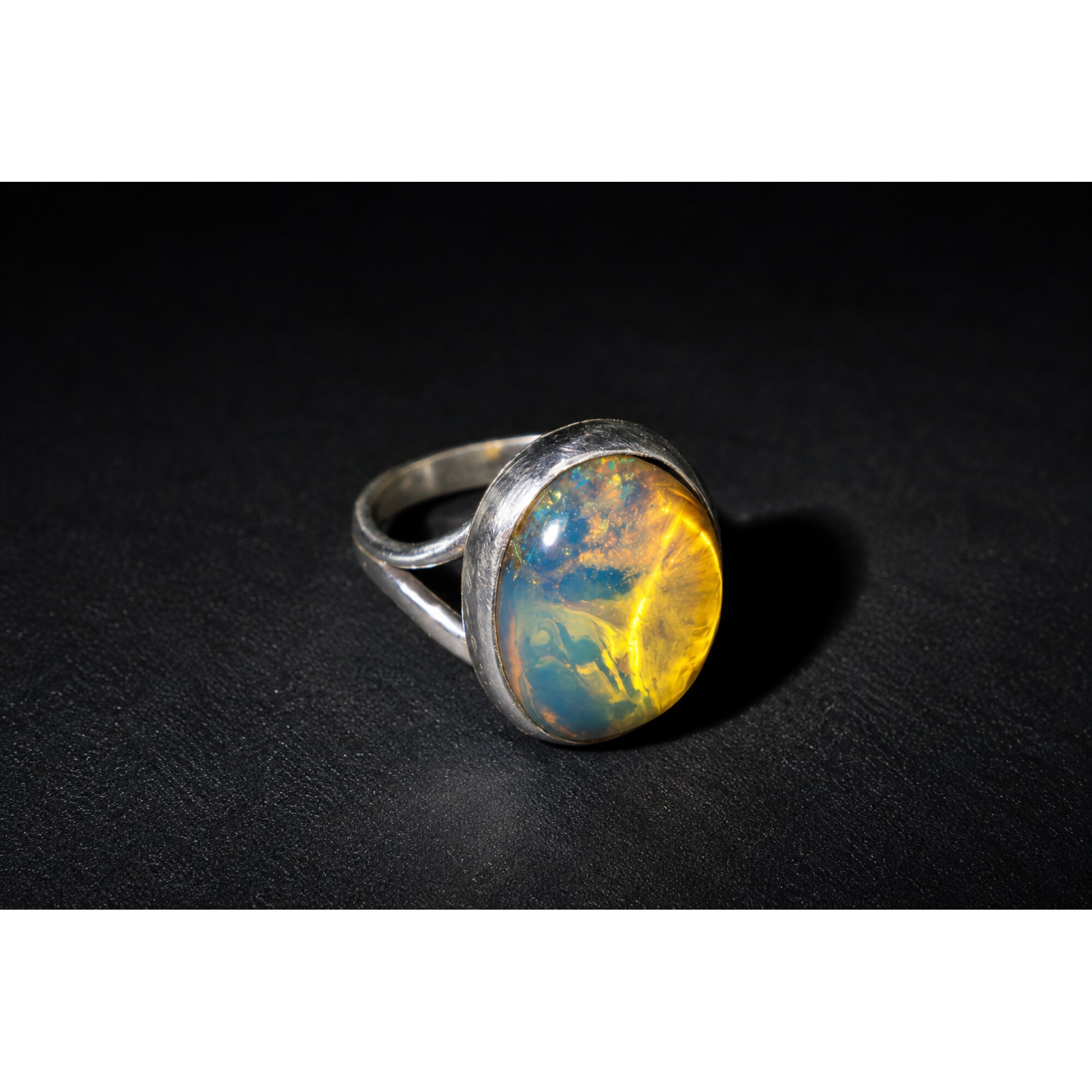 Luxurious Sky Blue Dominican Amber 925 Sterling Silver Clear Oval Ring #7.25 – photo 4