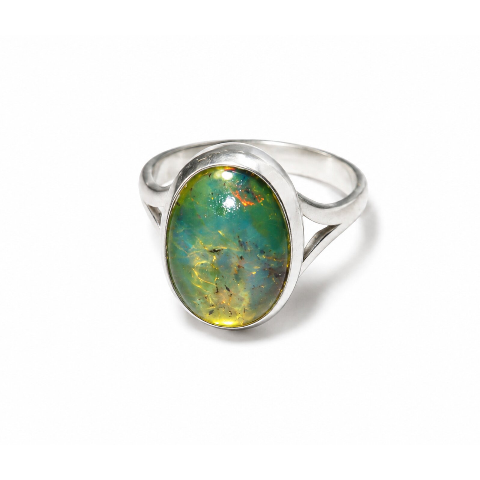 Natural Dominican Blue Amber Ring 925 Sterling Silver Size 7.25 Yellow Blue – photo 4