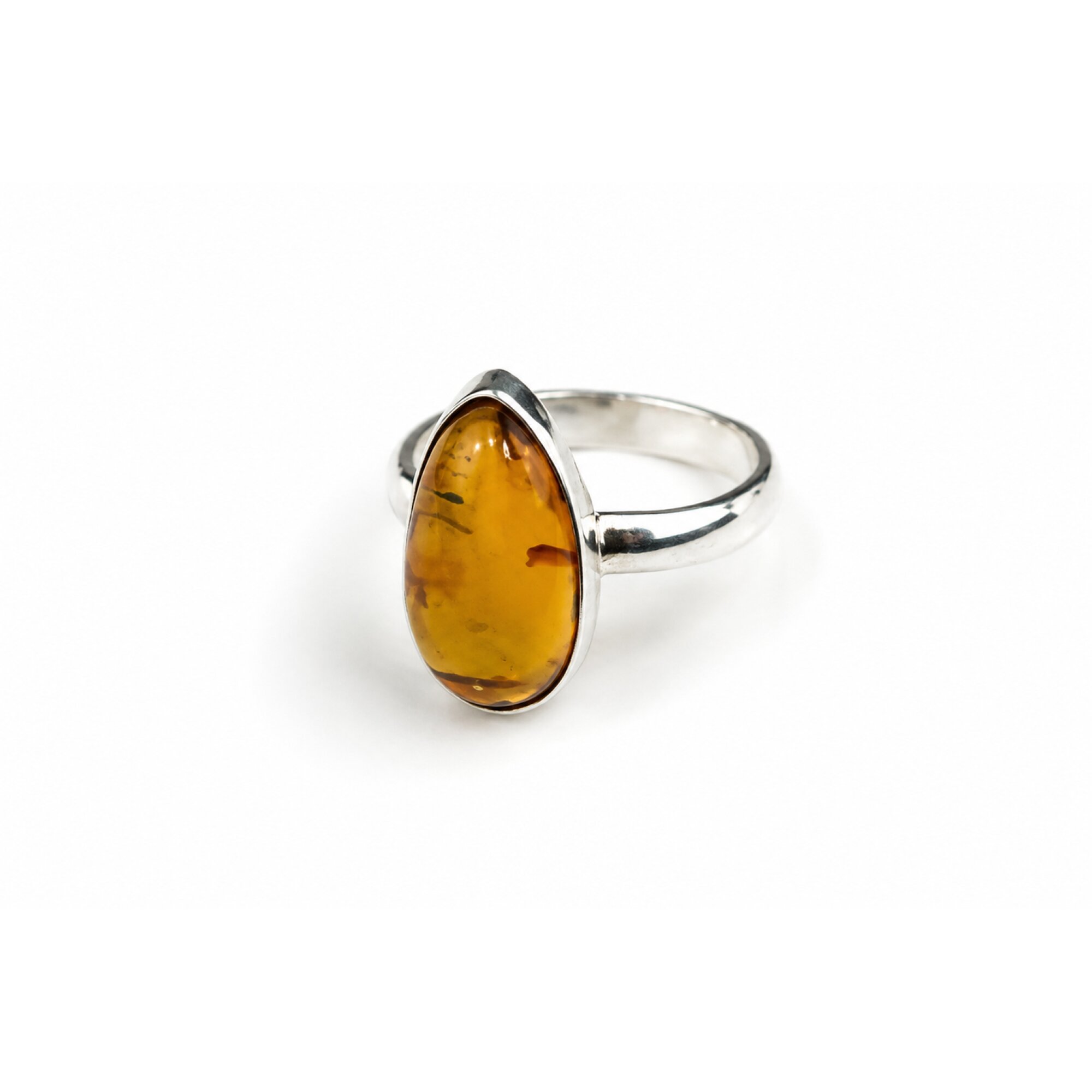 Artisan Orange Green Dominican Amber 925 Sterling Silver Clear Freeform Ring #7.25 – photo 3