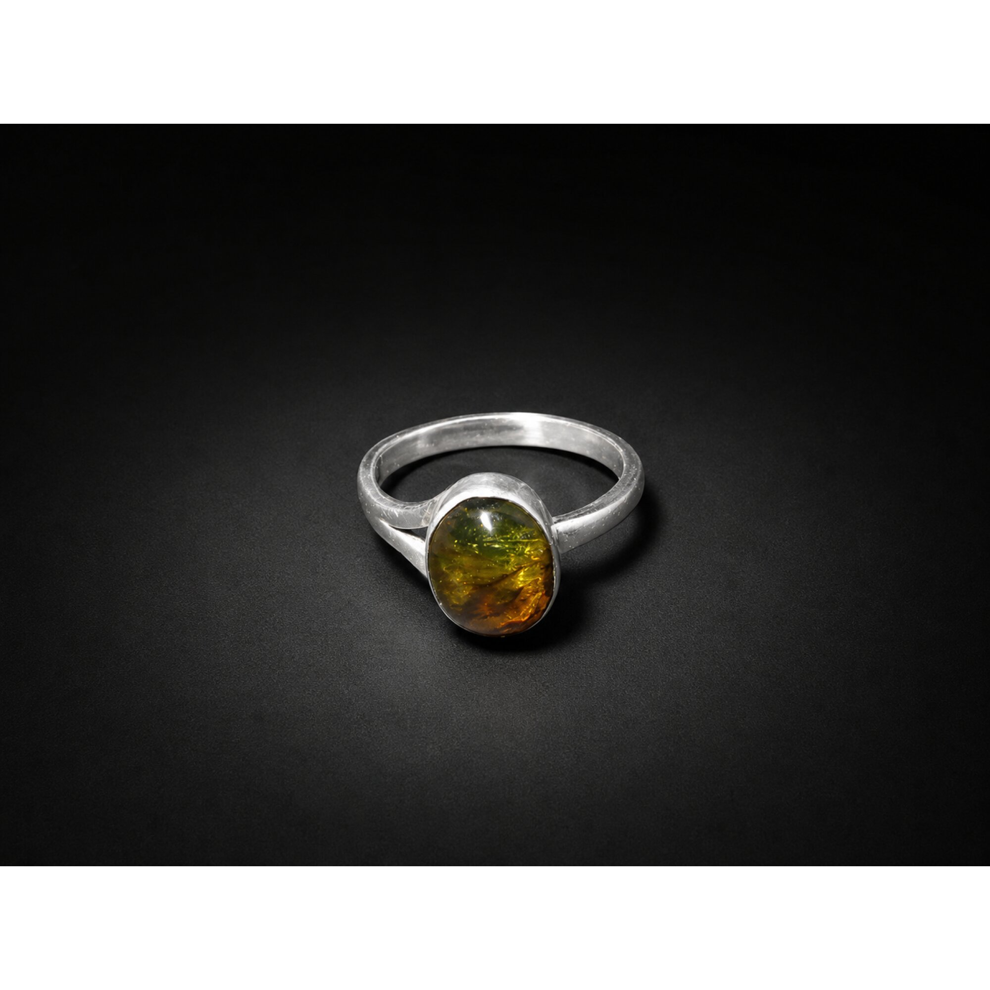 Ocean Inspired Clear Light Green Dominican Amber 925 Sterling Silver Ring #6.25 – photo 3