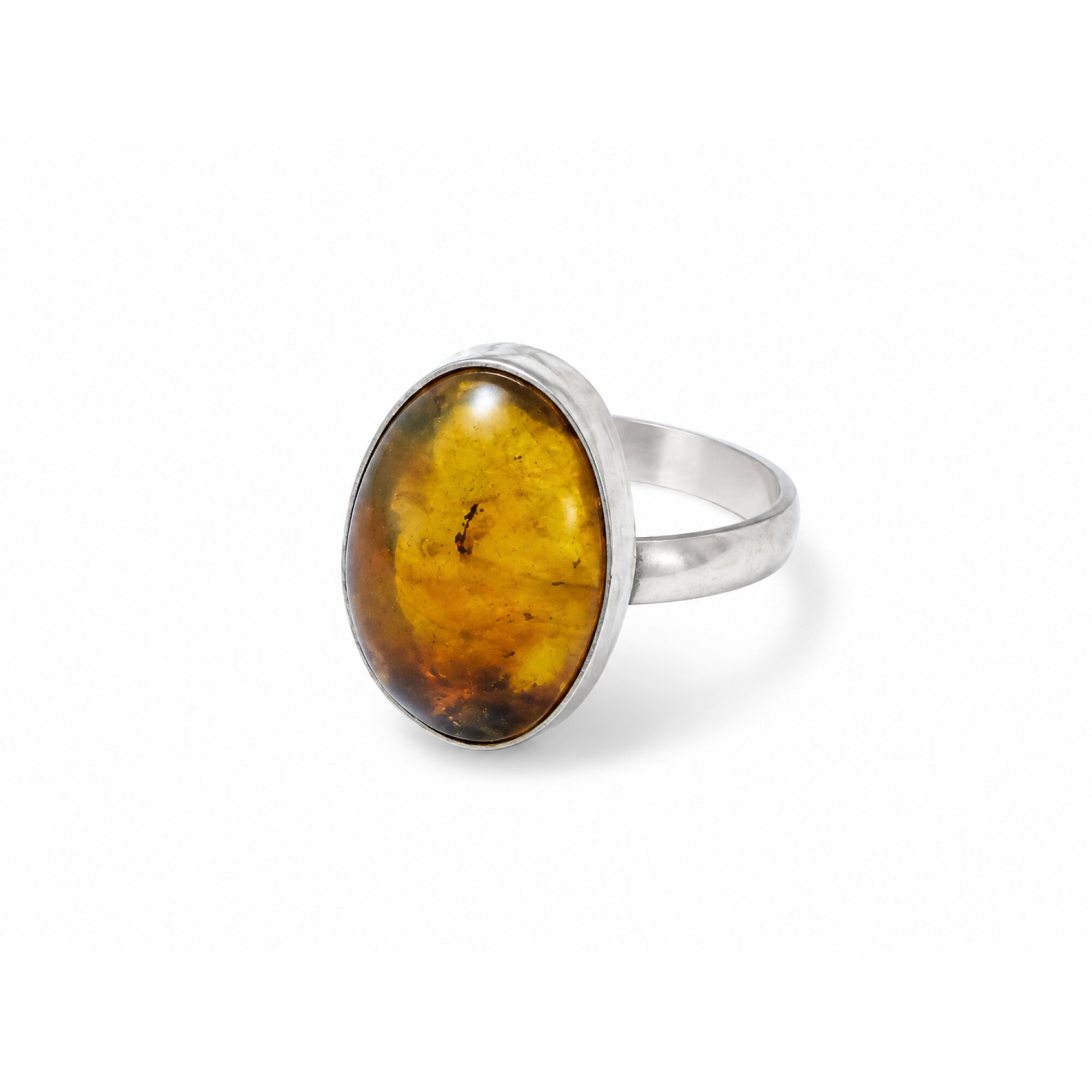 Artisan Made Clear Cognac Blue Larimar 925 Sterling Silver Ring #6.75 – photo 3