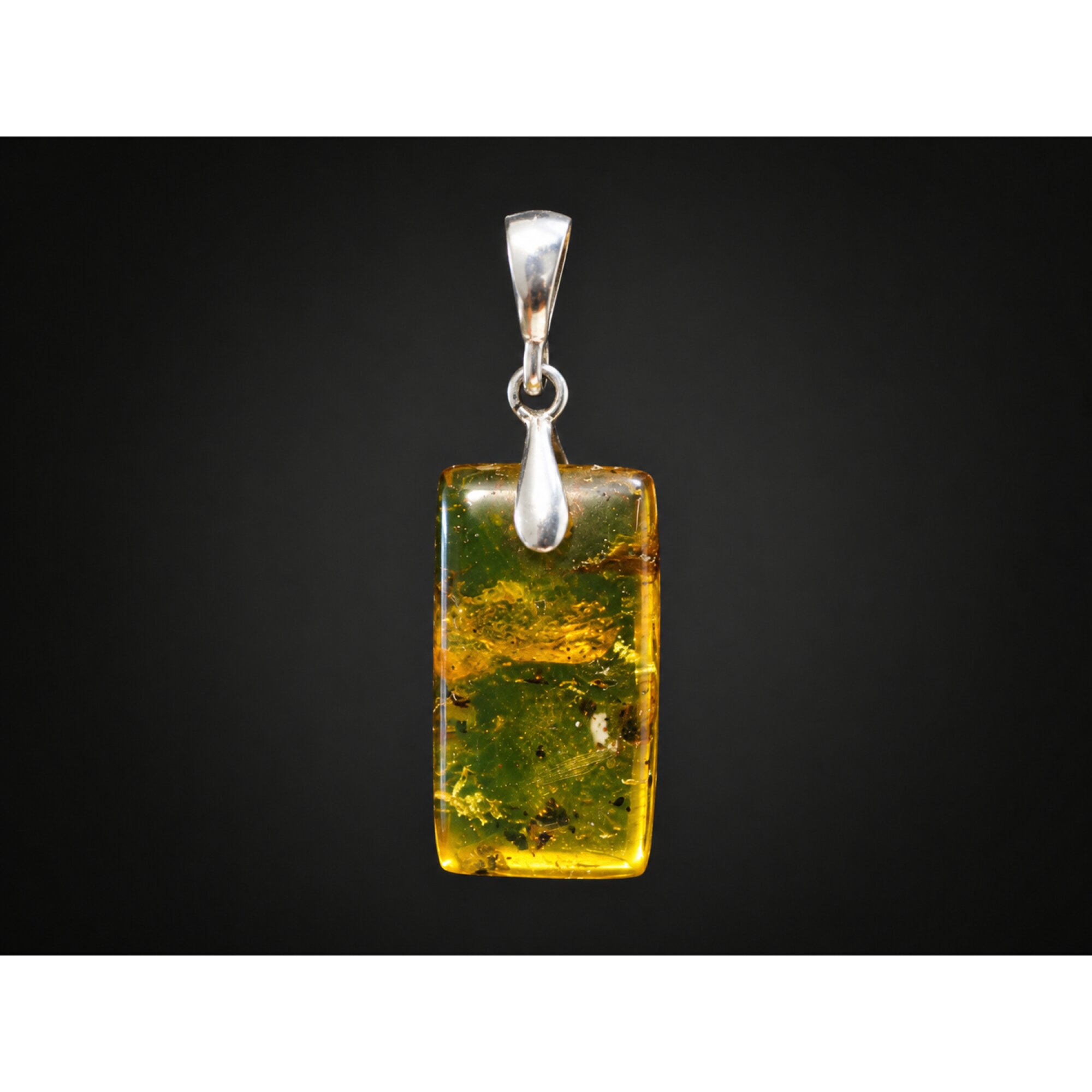 Artisan Crafted Clear Orange Yellow Dominican Amber 925 Sterling Silver Pendant 32mm – photo 3