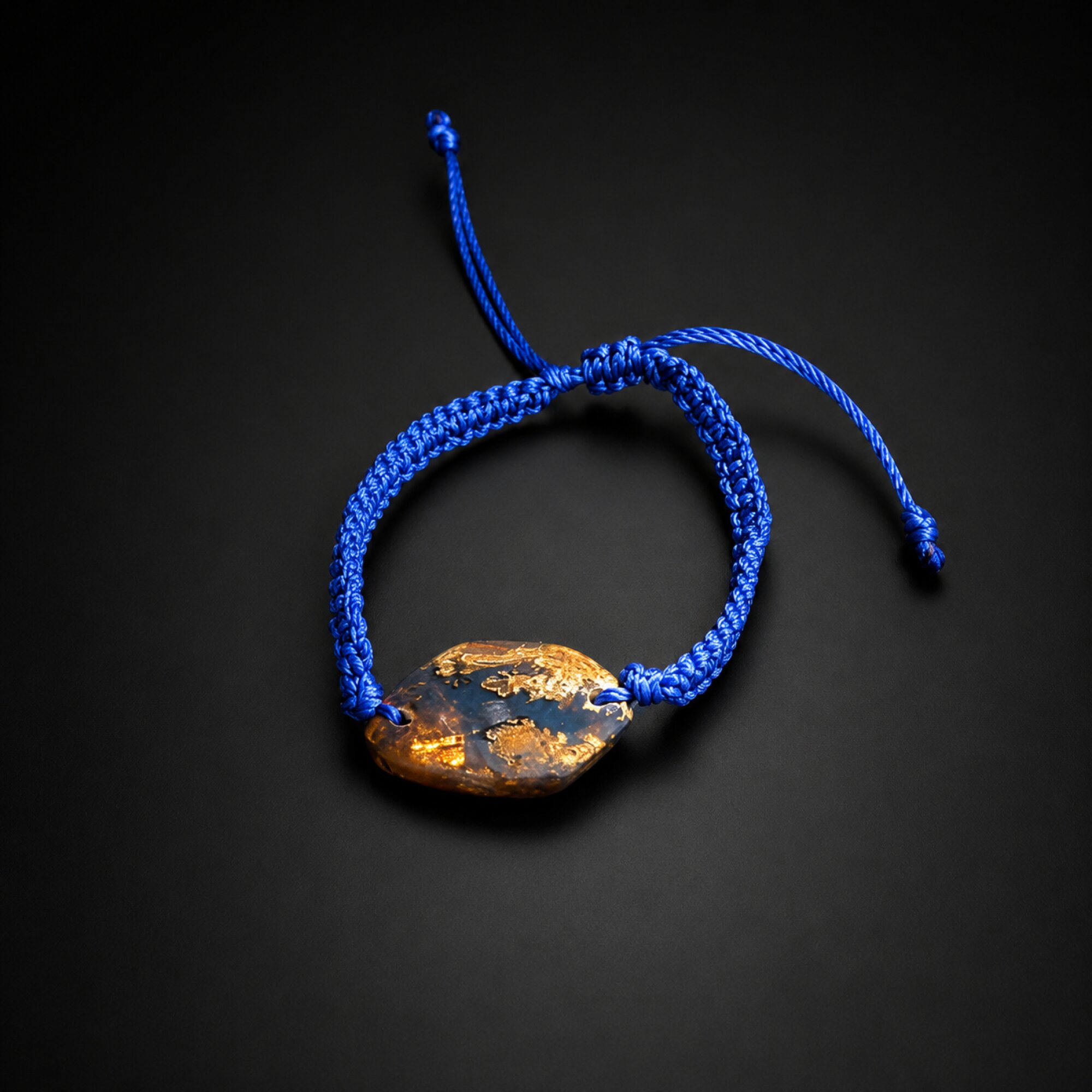 Artisan Crafted Translucent Dark Blue Dominican Amber Bracelet 21mm – photo 2
