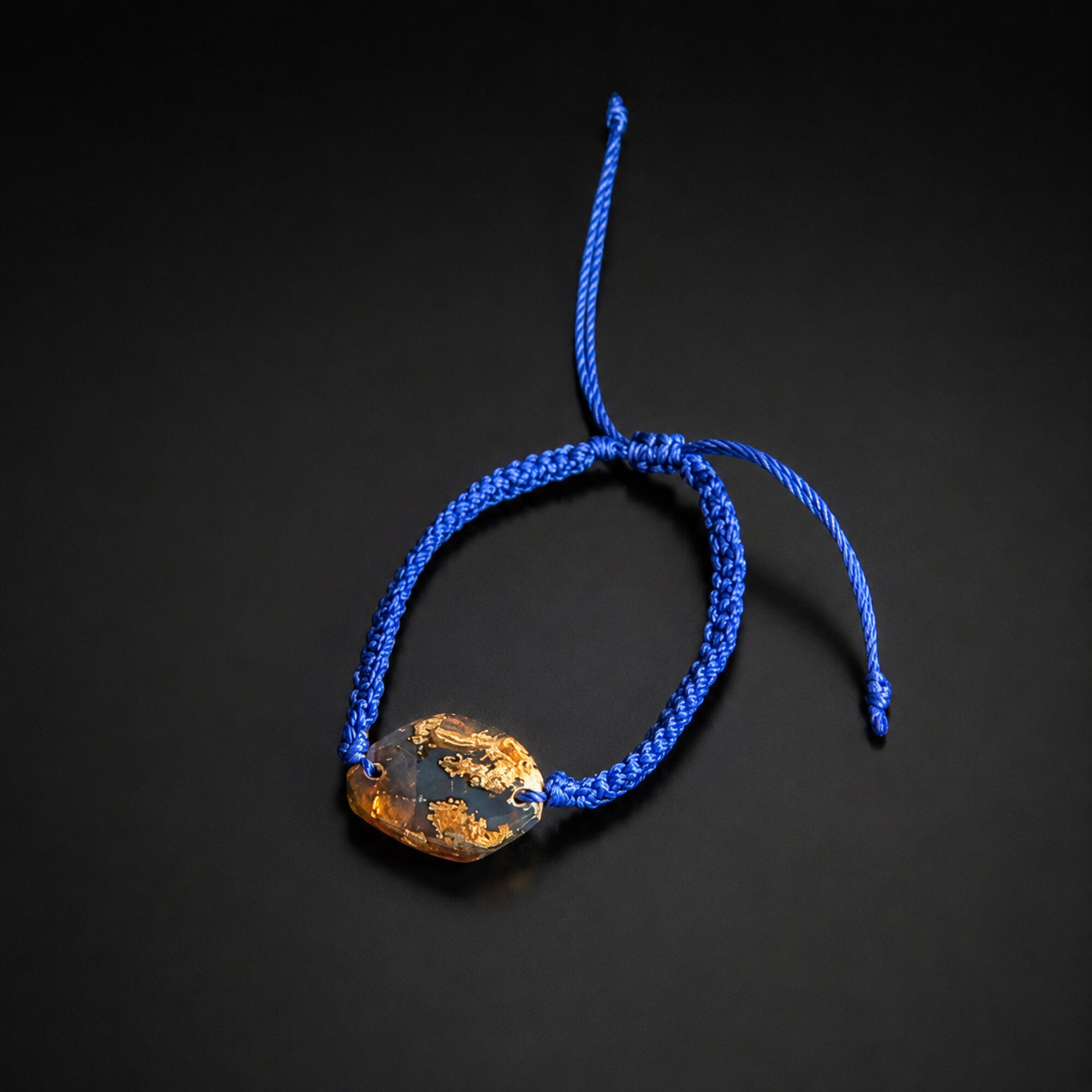 Artisan Crafted Translucent Dark Blue Dominican Amber Bracelet 21mm – photo 4