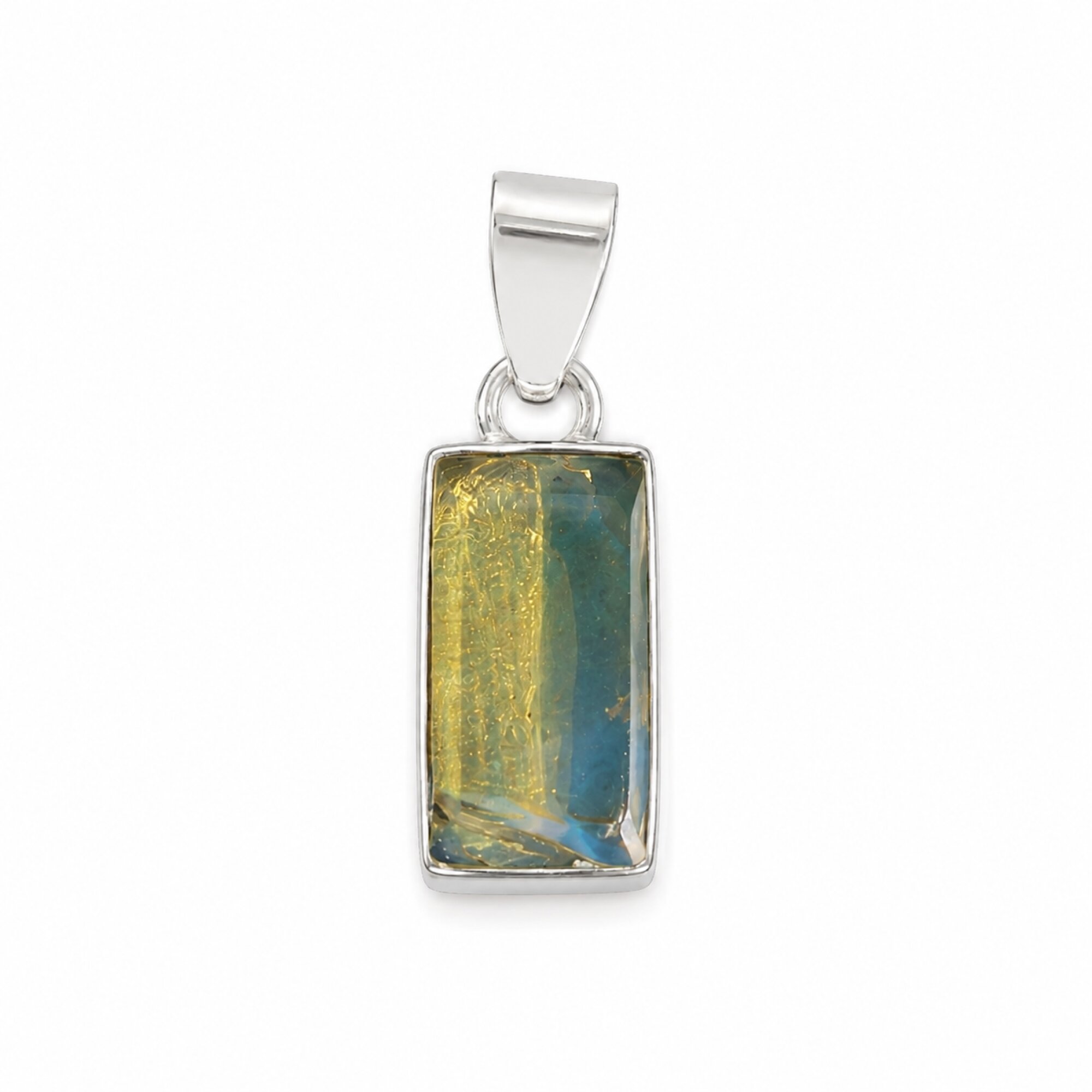 Handmade Clear Light Blue Dominican Amber 925 Sterling Silver Pendant – photo 2