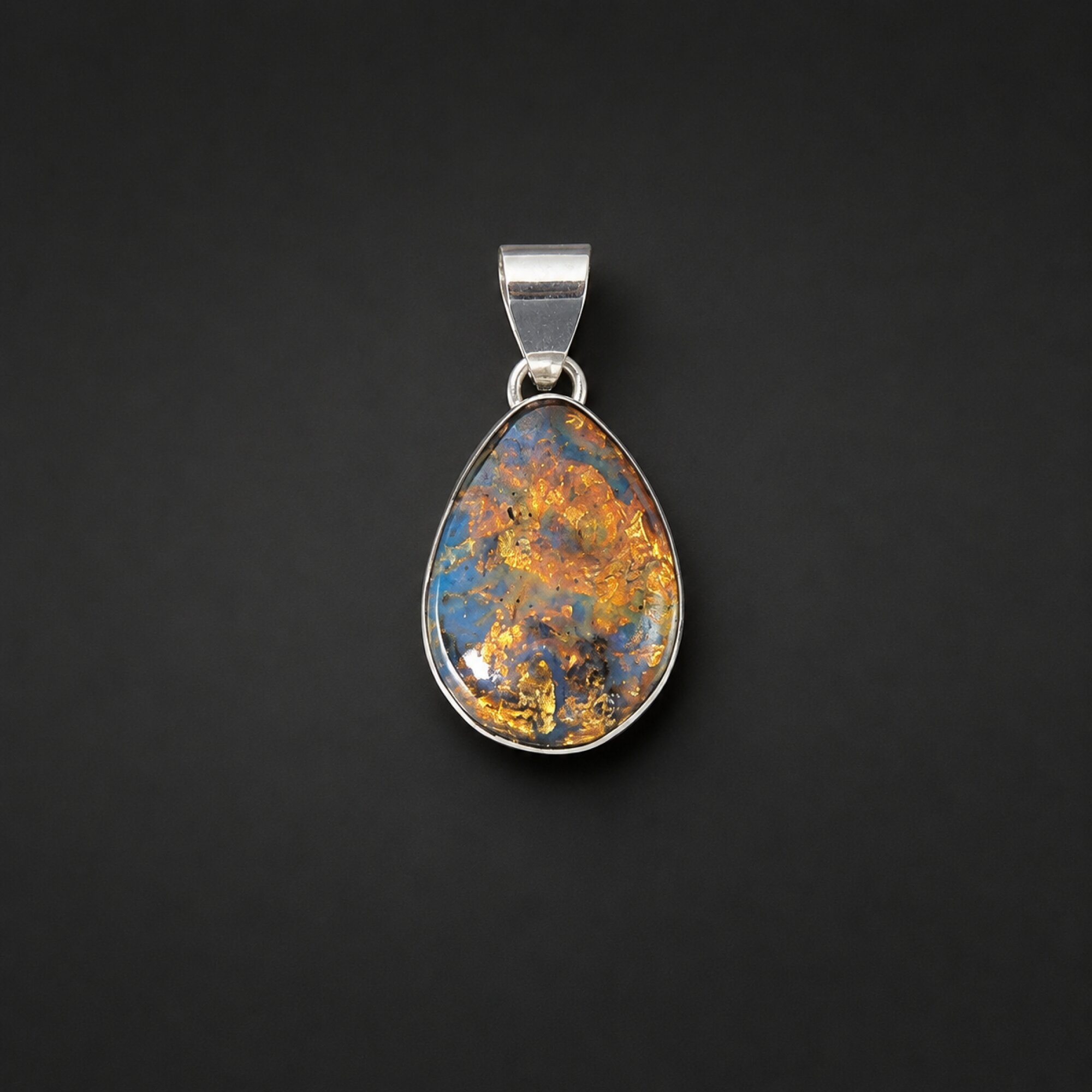 One of a Kind Translucent Brown Blue Dominican Amber 925 Sterling Silver Pendant – photo 3