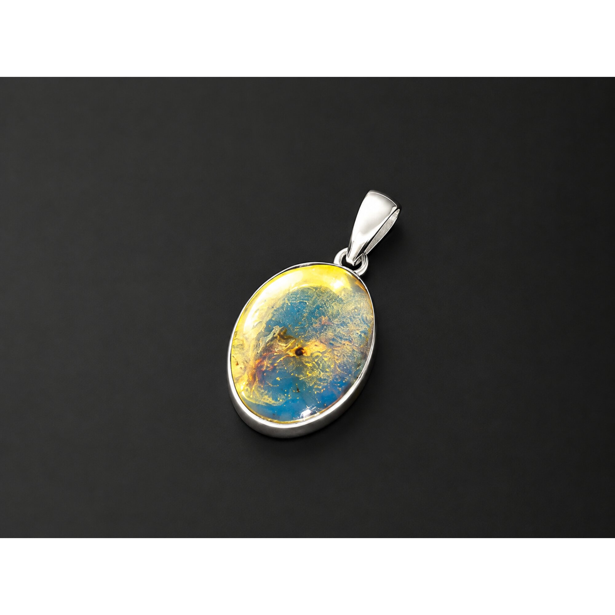 Boutique Quality Clear Sky Blue 925 Sterling Silver Pendant 28mm – photo 2