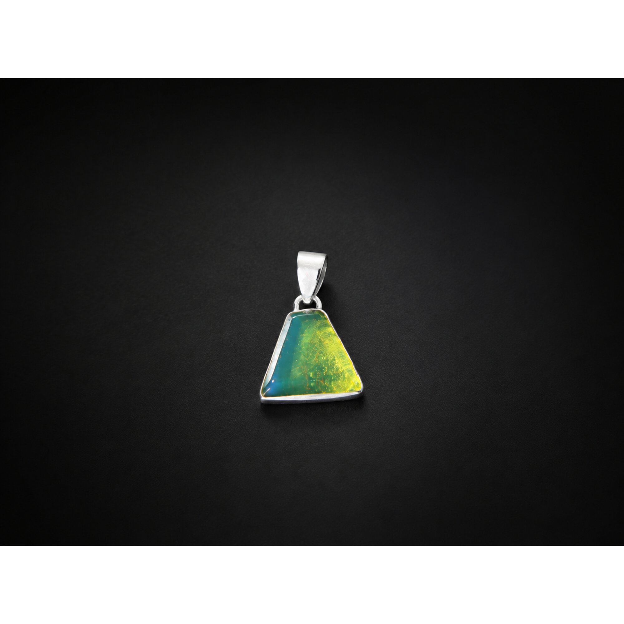 Studio Made Clear Green Blue 925 Sterling Silver Pendant 26mm – photo 4