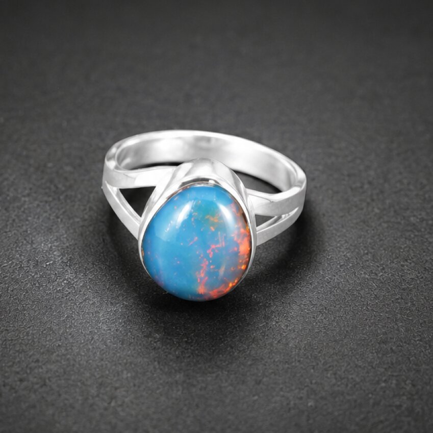 Exclusive Clear Premium Blue Dominican Amber 925 Sterling Silver Ring #6 – photo 3