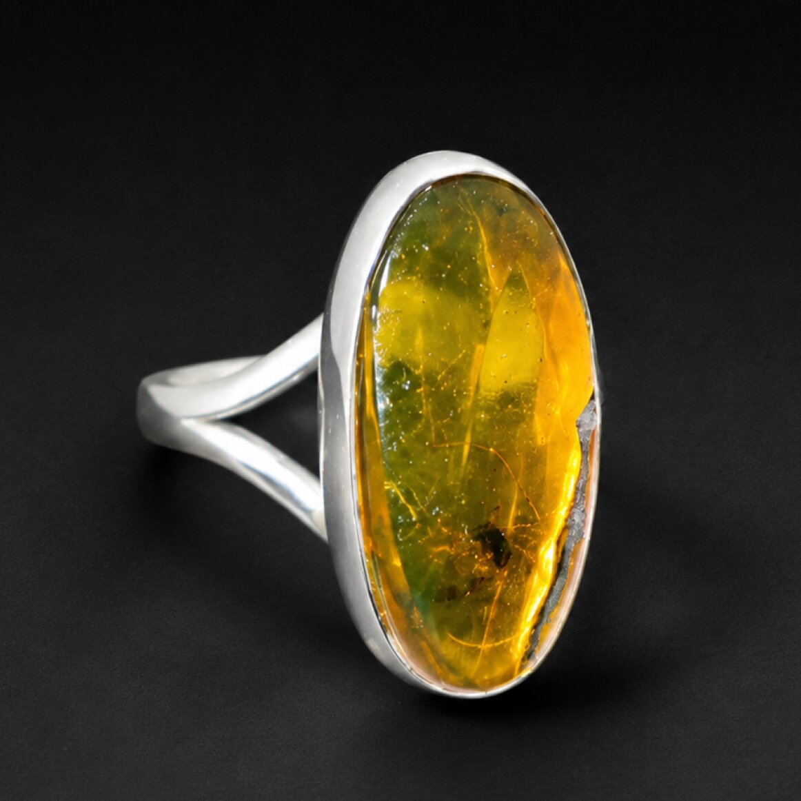 Natural Fossil Arthropod 925 Sterling Silver Dominican Amber Ring #4.75 – photo 2