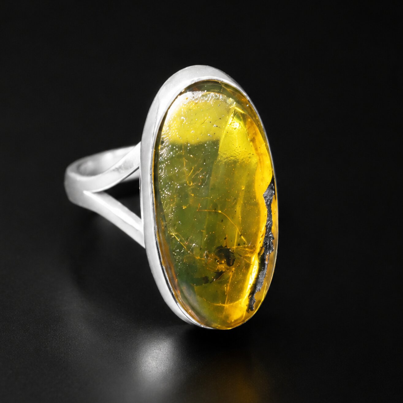 Natural Fossil Arthropod 925 Sterling Silver Dominican Amber Ring #4.75 – photo 3