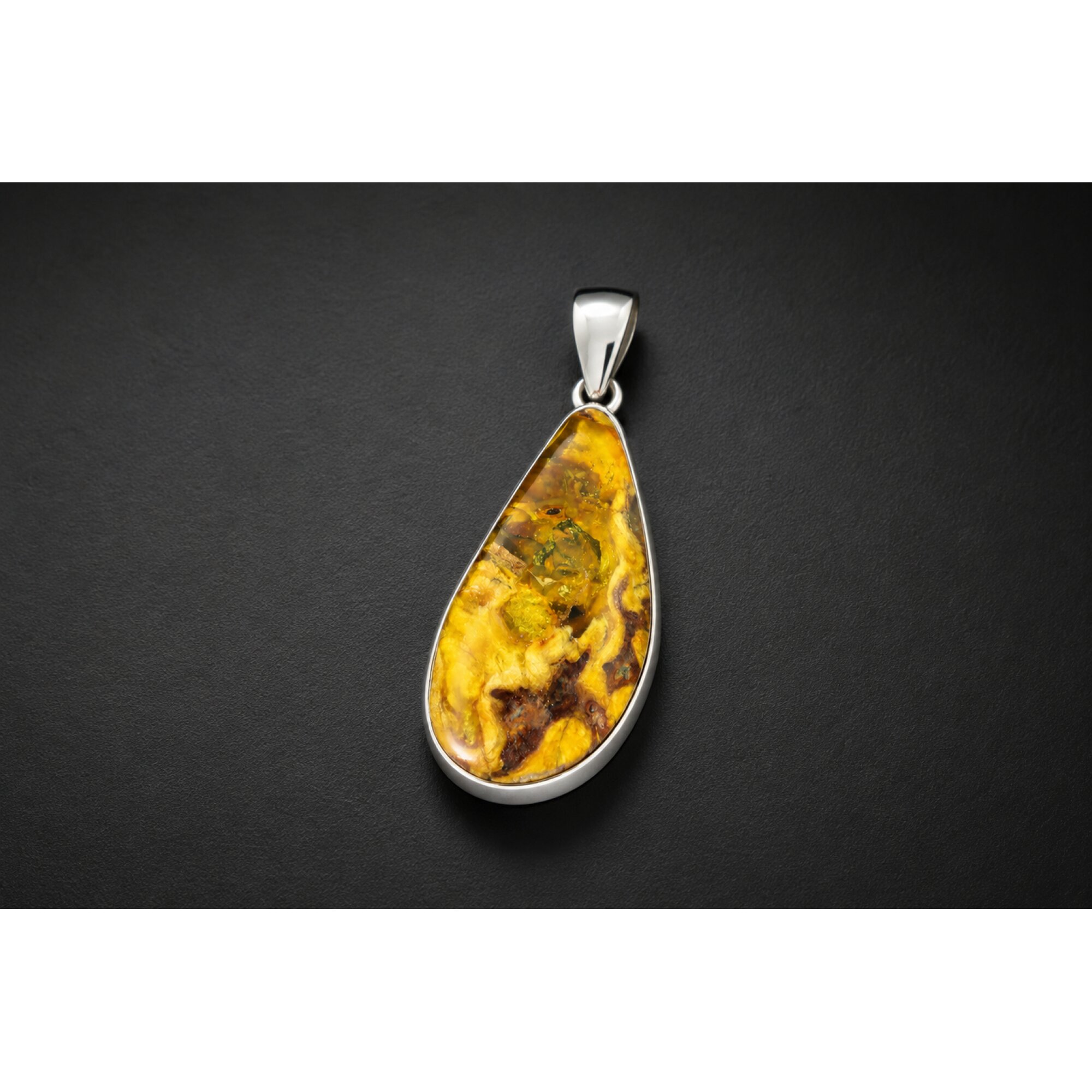 Organic Beauty Translucent Butterscotch 925 Sterling Silver Dominican Amber Pendant – photo 2