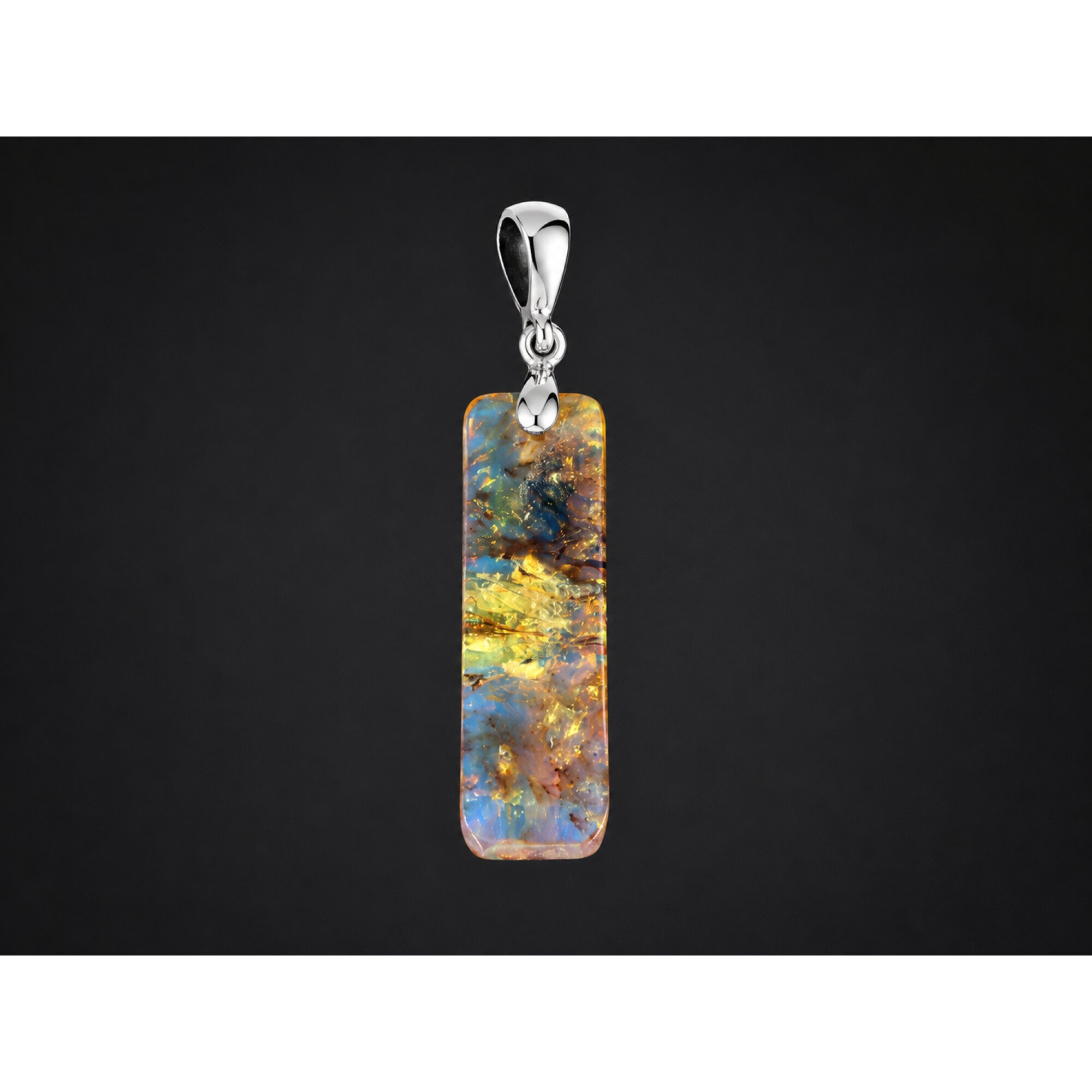 Nature-Created Translucent Brown Blue 925 Sterling Silver Dominican Amber Pendant – photo 2