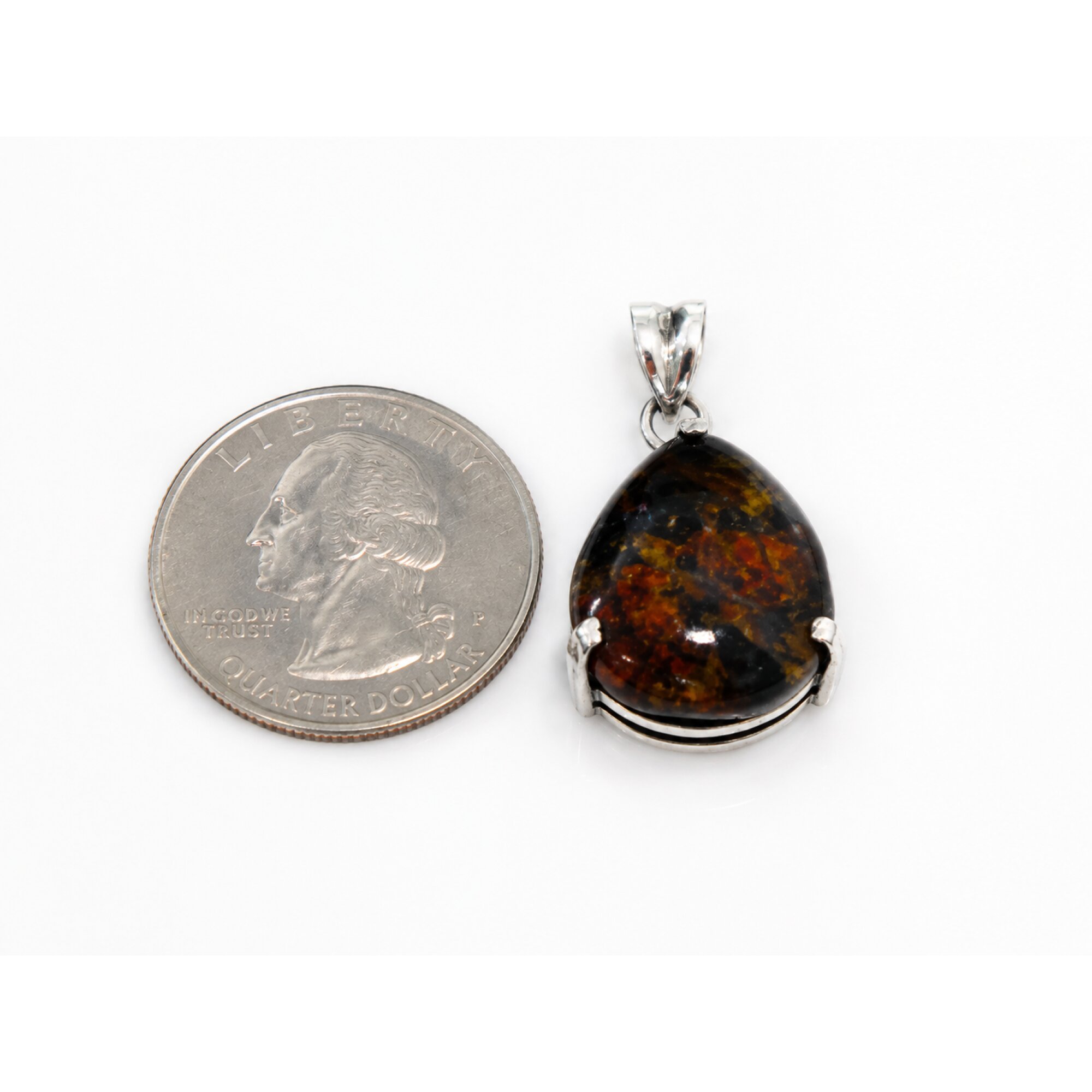 Naturally Beautiful Clear Blue 925 Sterling Silver Dominican Amber Pendant – photo 3