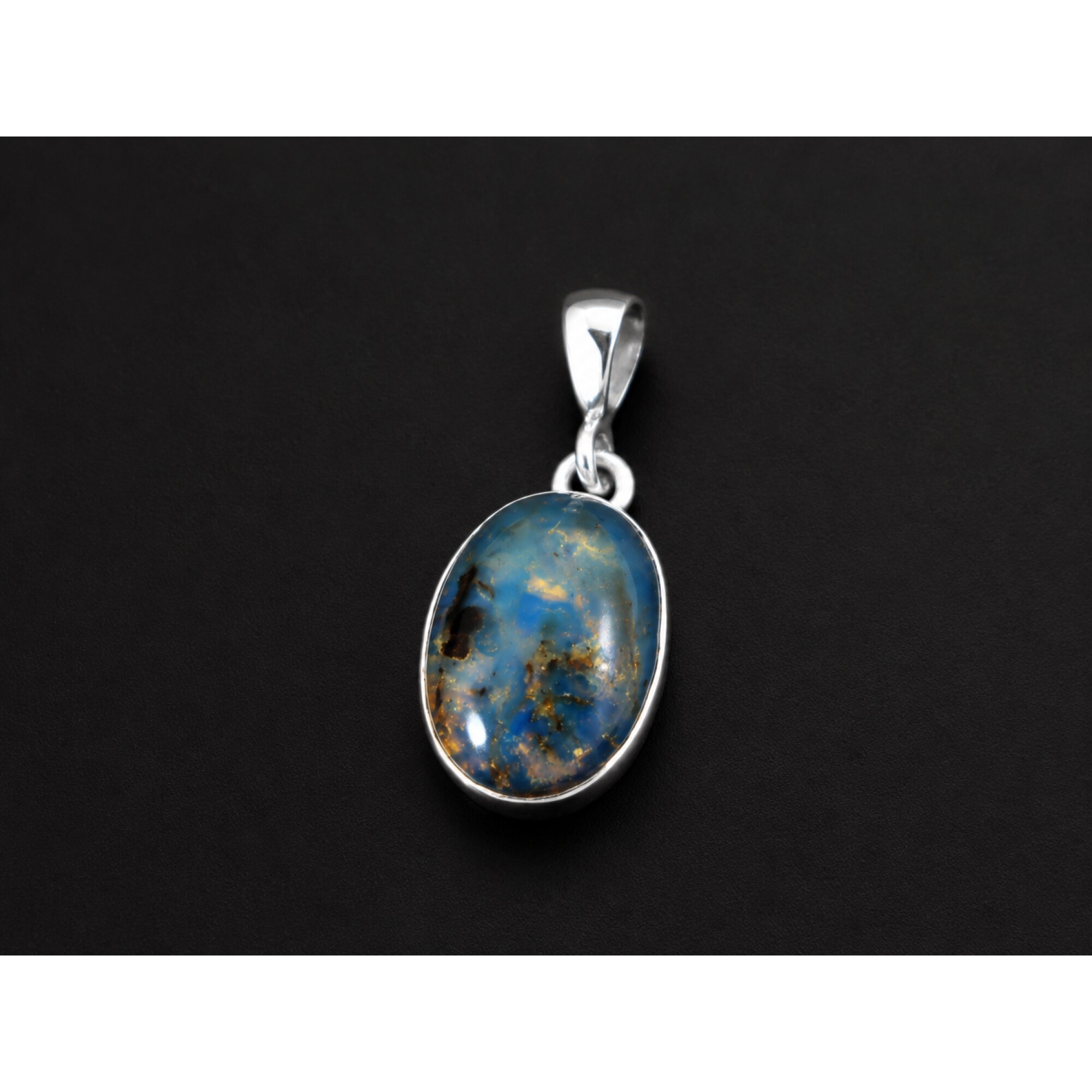 Hand Finished Clear Deep Blue 925 Sterling Silver Dominican Amber Pendant 27mm – photo 3