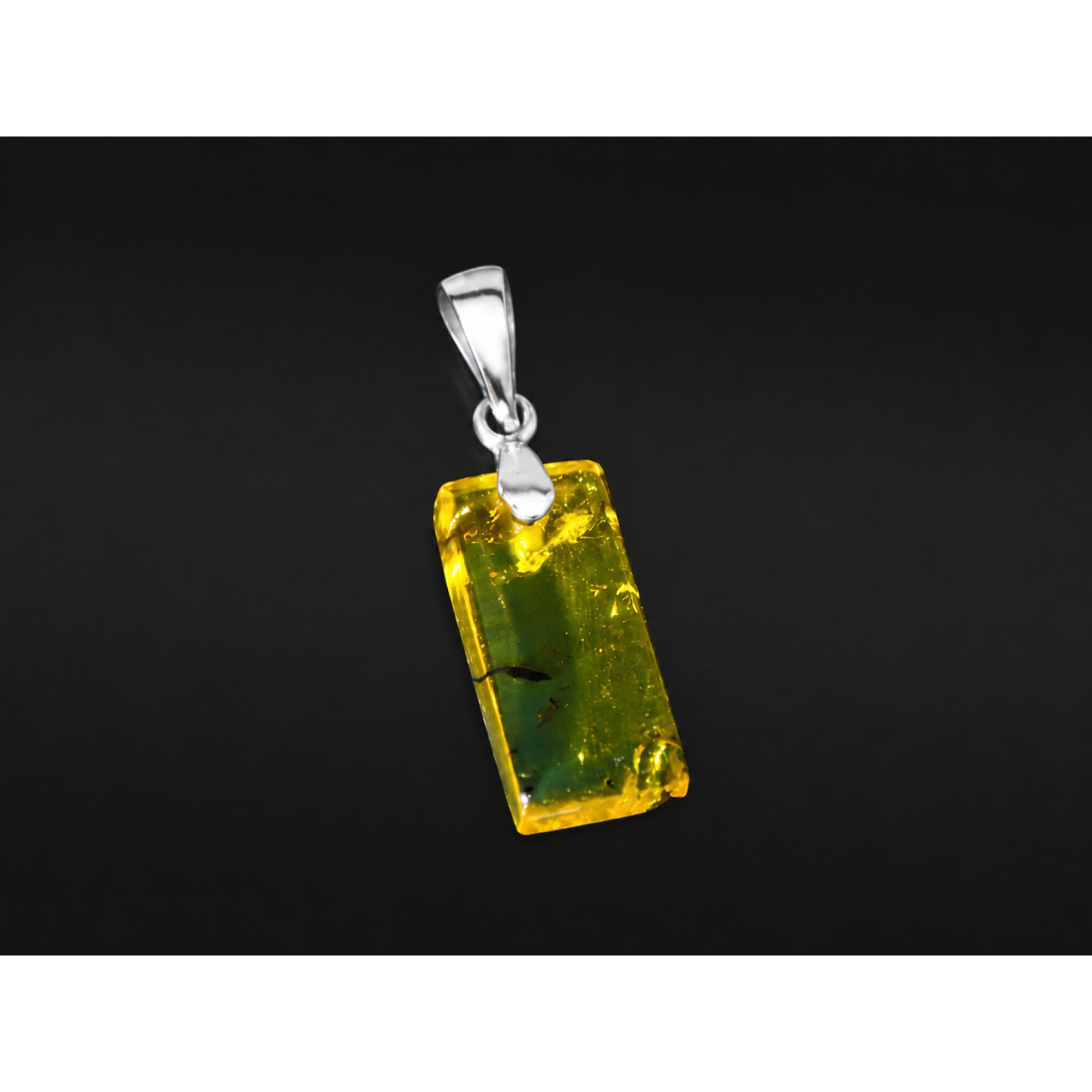 Pure Natural Clear Yellow Green 925 Sterling Silver Dominican Amber Pendant 31mm – photo 4
