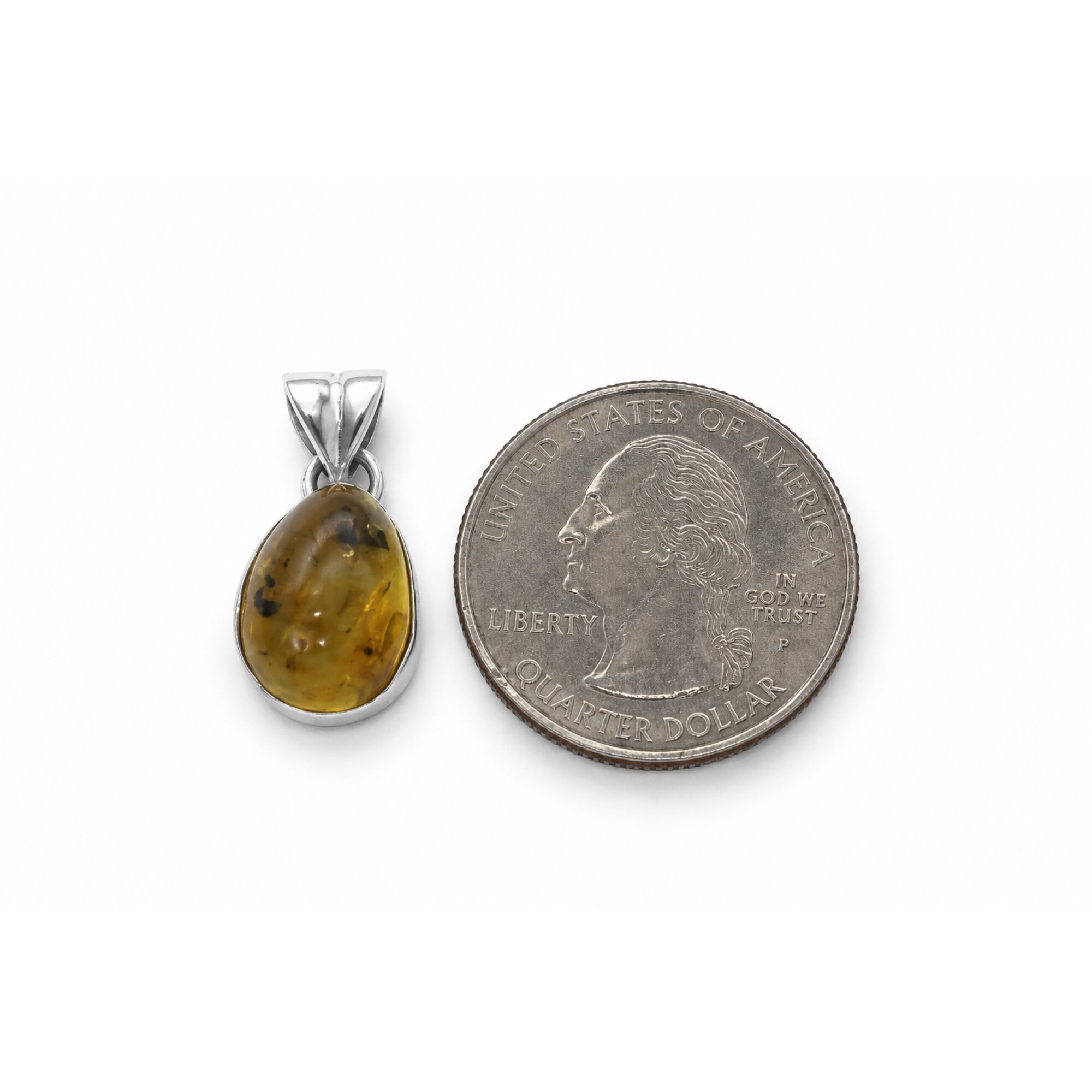 Clear light blue Natural Dominican Amber teardrop 925 Sterling Pendant 22 mm – photo 4