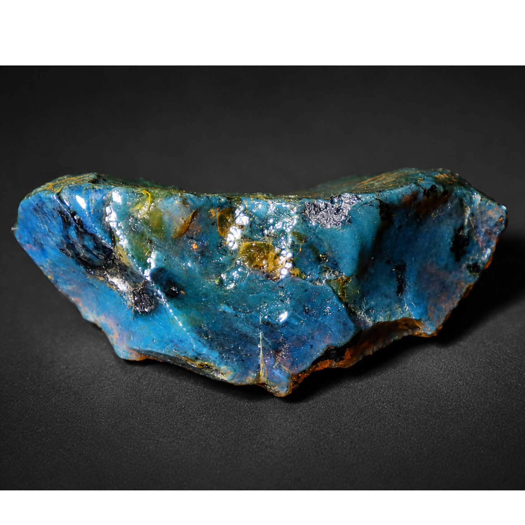 Translucent deep blue Natural Dominican Amber rough Specimen 55 mm