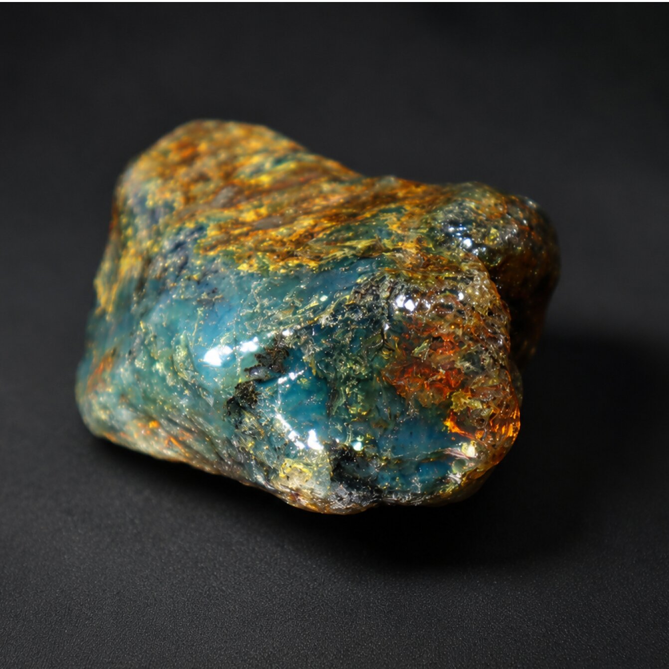 Clear green blue Natural Dominican Amber rough Specimen 52 mm