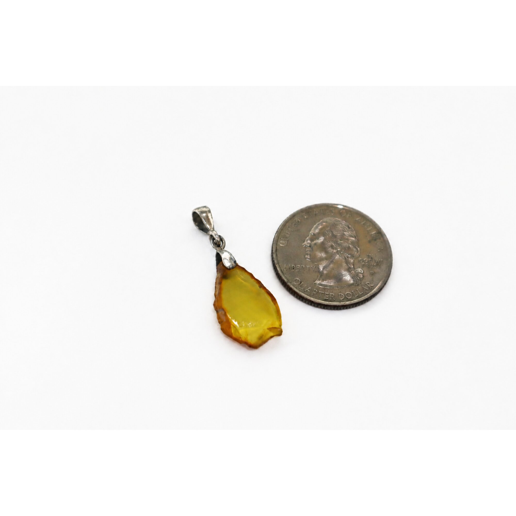 Clear green blue Natural Dominican Amber slice 925 Sterling Silver Pendant 32 mm – photo 5