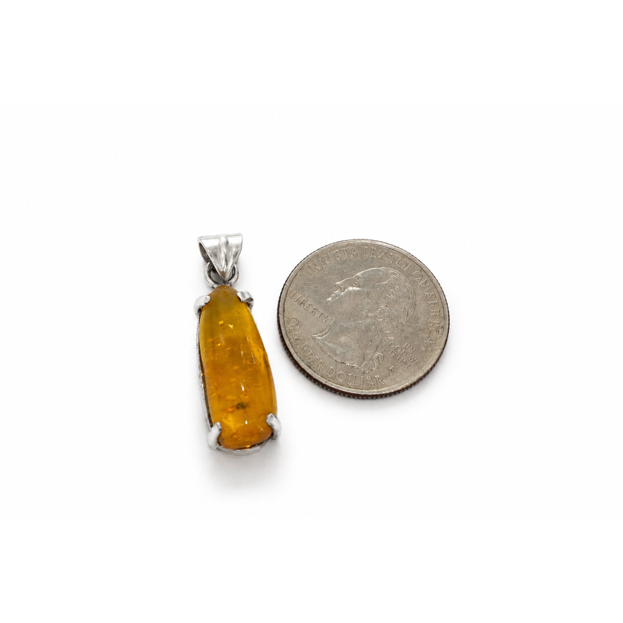 small gnat Inclusion Clear yellow Natural Dominican Amber oval 925 Pendant 34 mm – photo 7