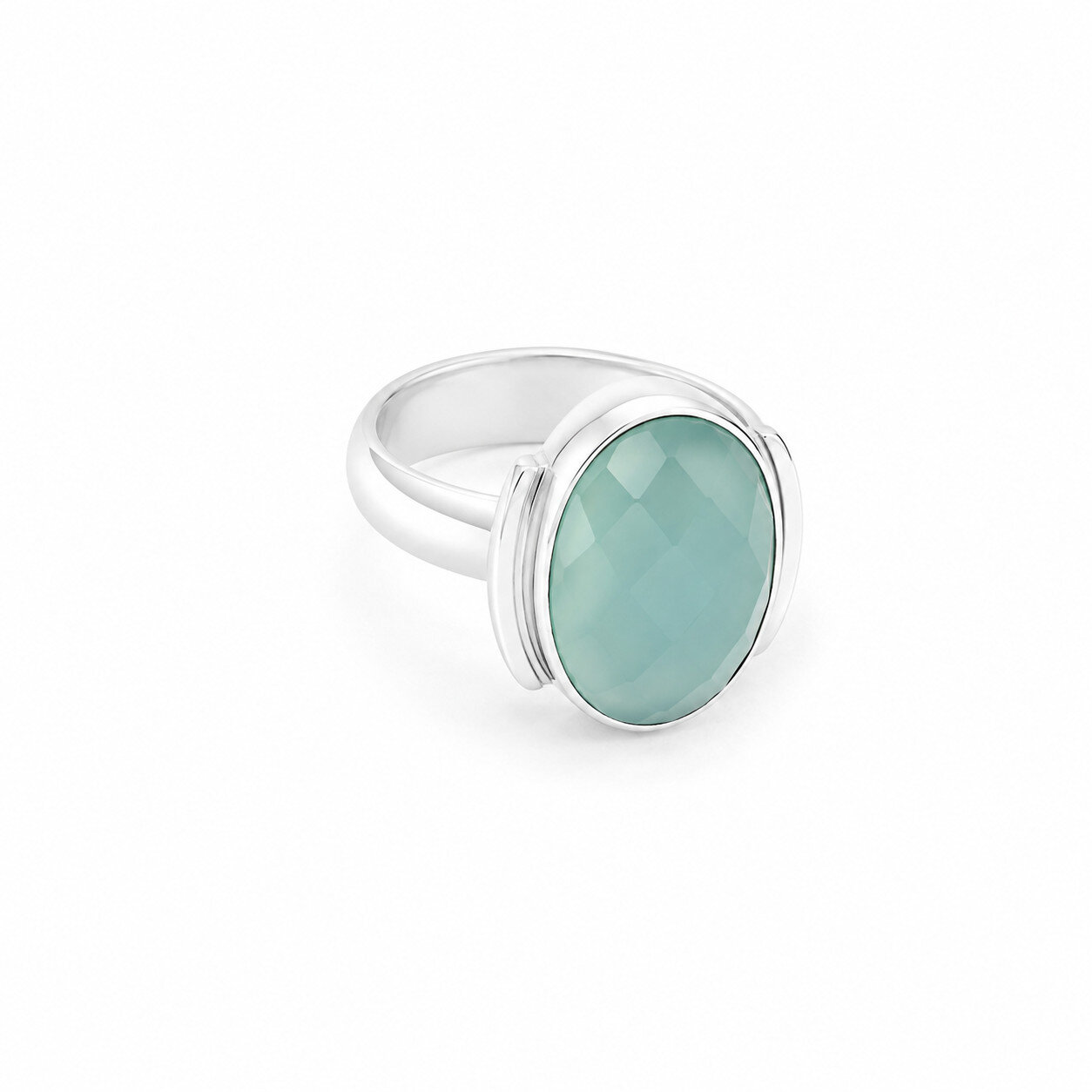Rare Quality Light Green Chalcedony 925 Sterling Silver Oval Ring US#5 1/2 – photo 3