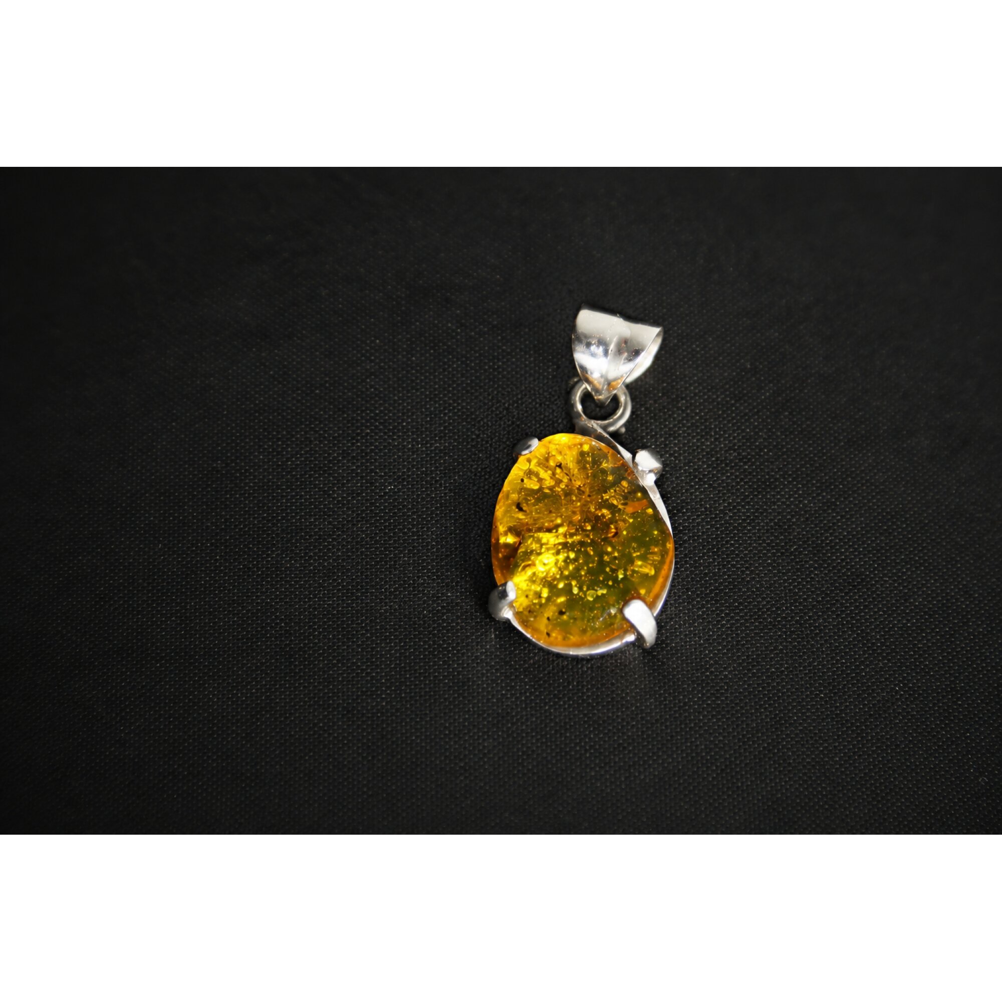Clear light blue Natural Dominican Amber oval 925 Sterling Silver Pendant 28 mm – photo 4