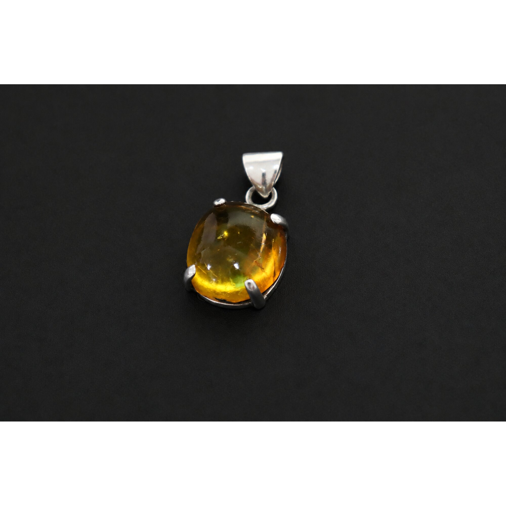 Clear yellow Natural Dominican Amber oval 925 Sterling Inclusion Specimen 16 mm – photo 2