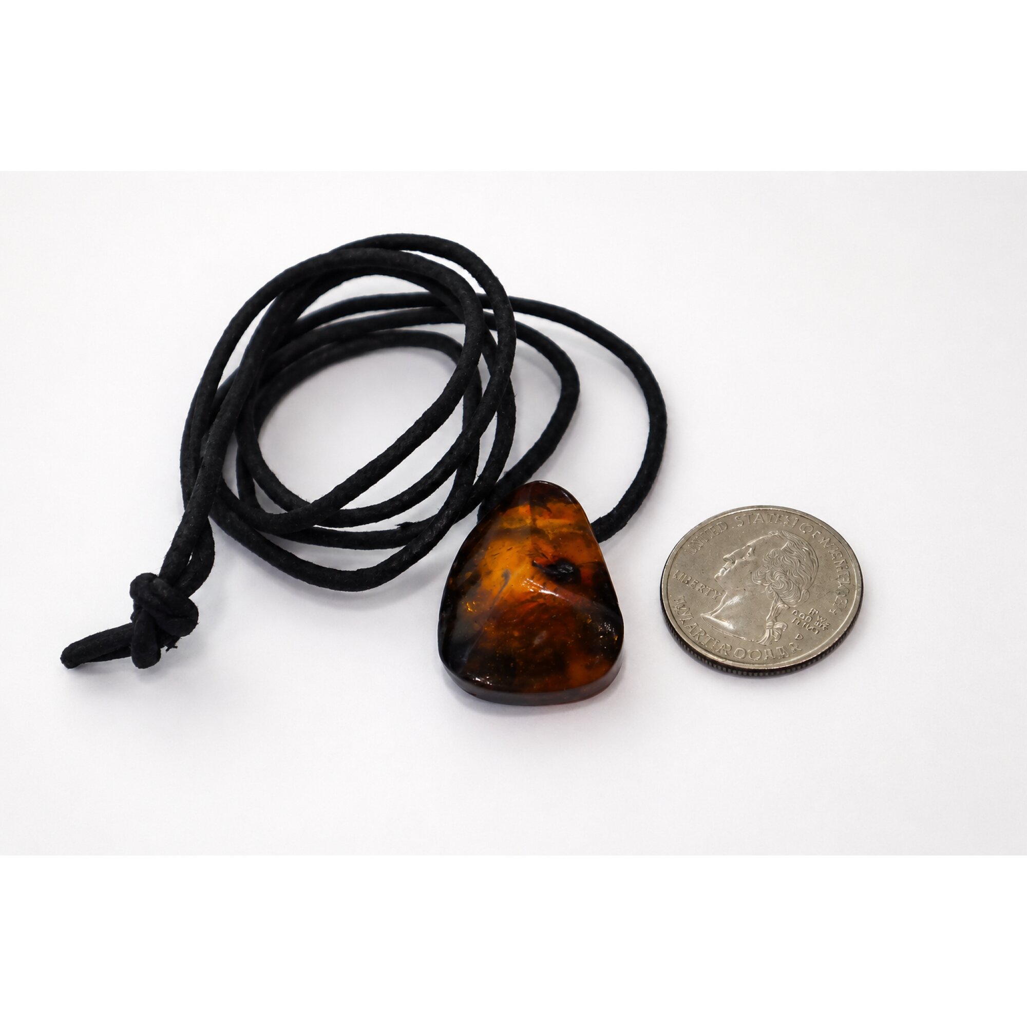 Clear orange brown Natural Dominican Amber faceted 925 Sterling Necklace 600 mm – photo 2